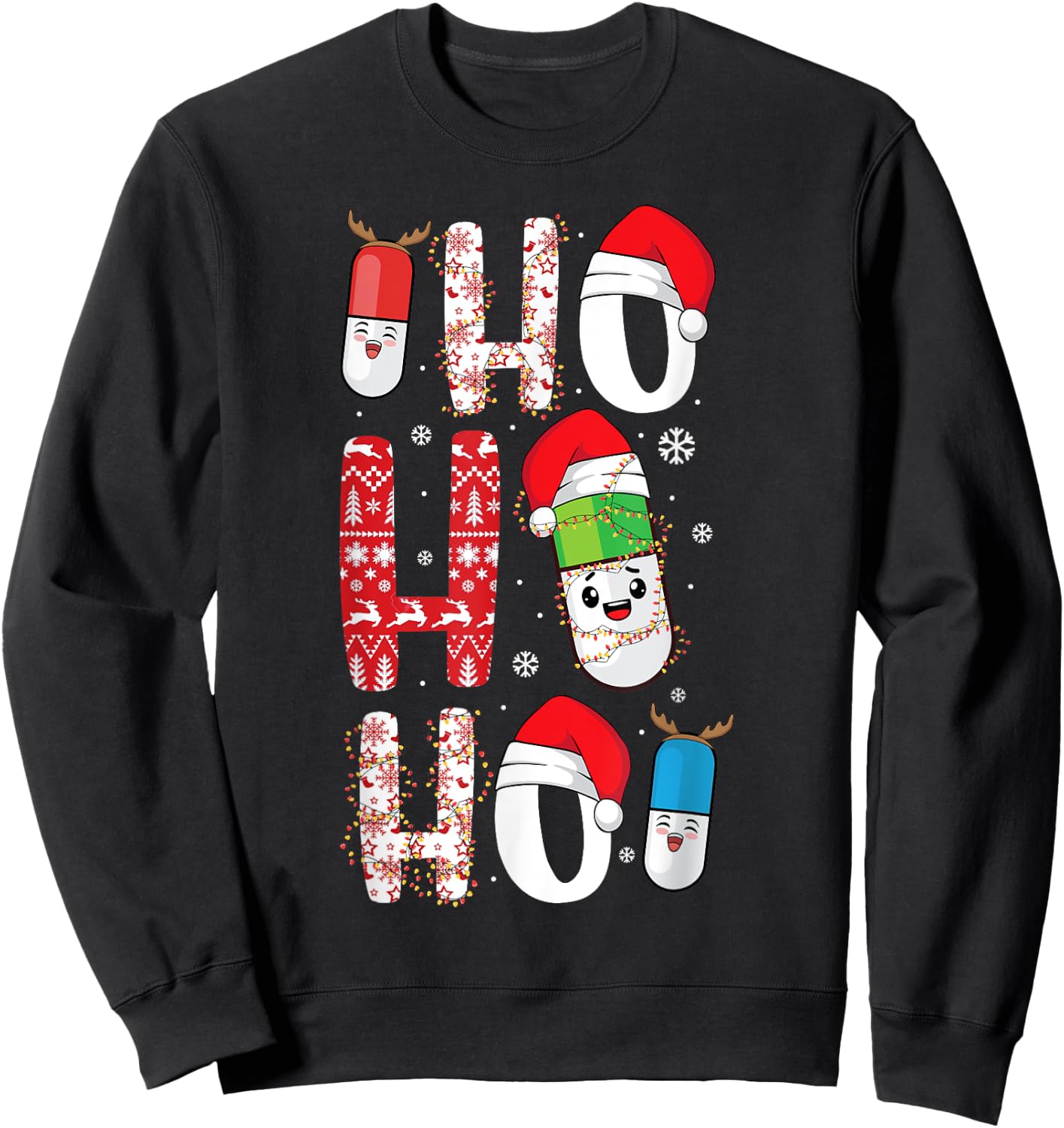 Holiday Pills Christmas Funny Pharmacy Technician Pharmacist Sweatshirt - Sweatshirt | Black