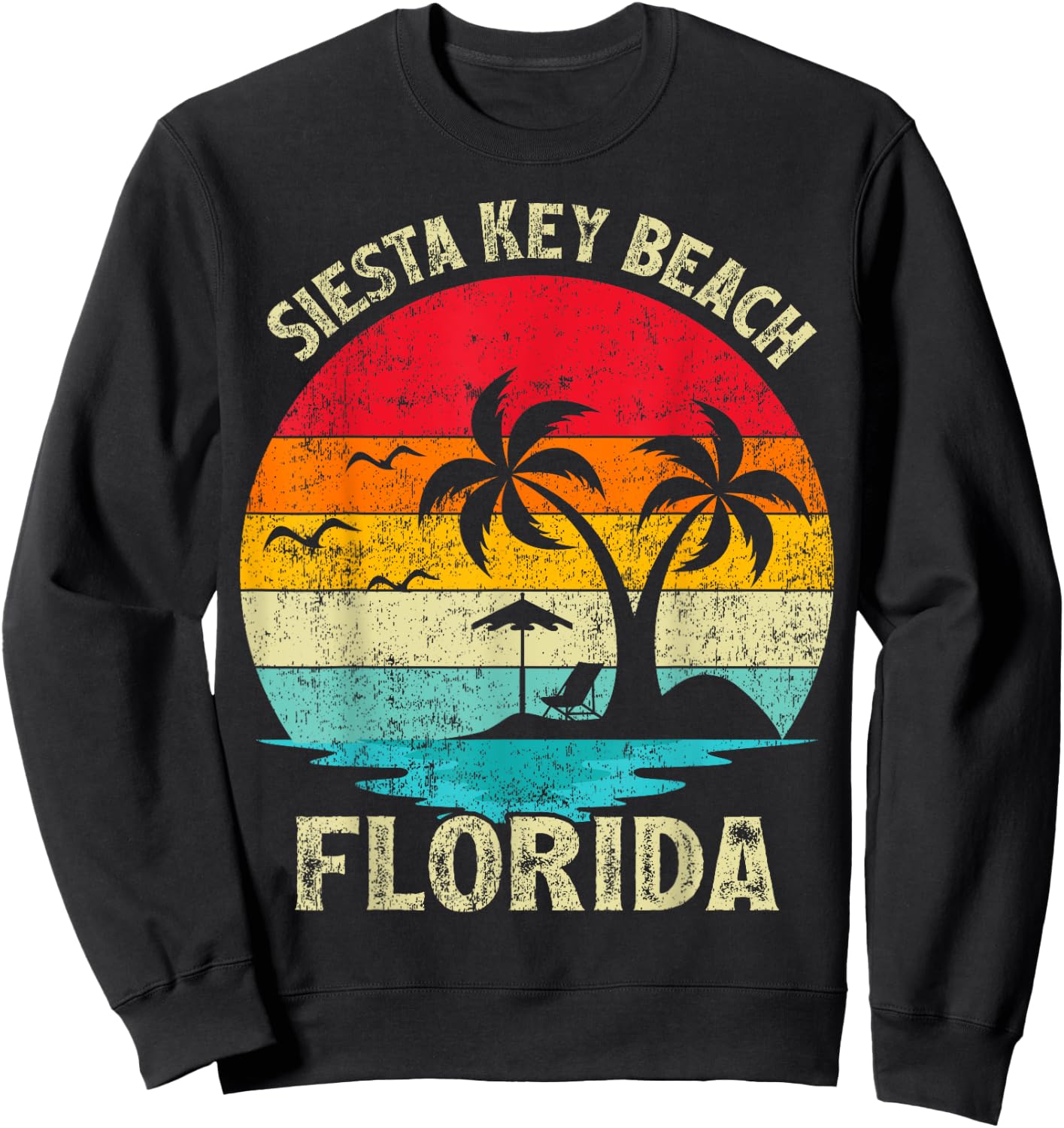 Family Vacation Vintage Retro Florida Siesta Key Beach Women Girls Kids Sweatshirt - Sweatshirt | Black