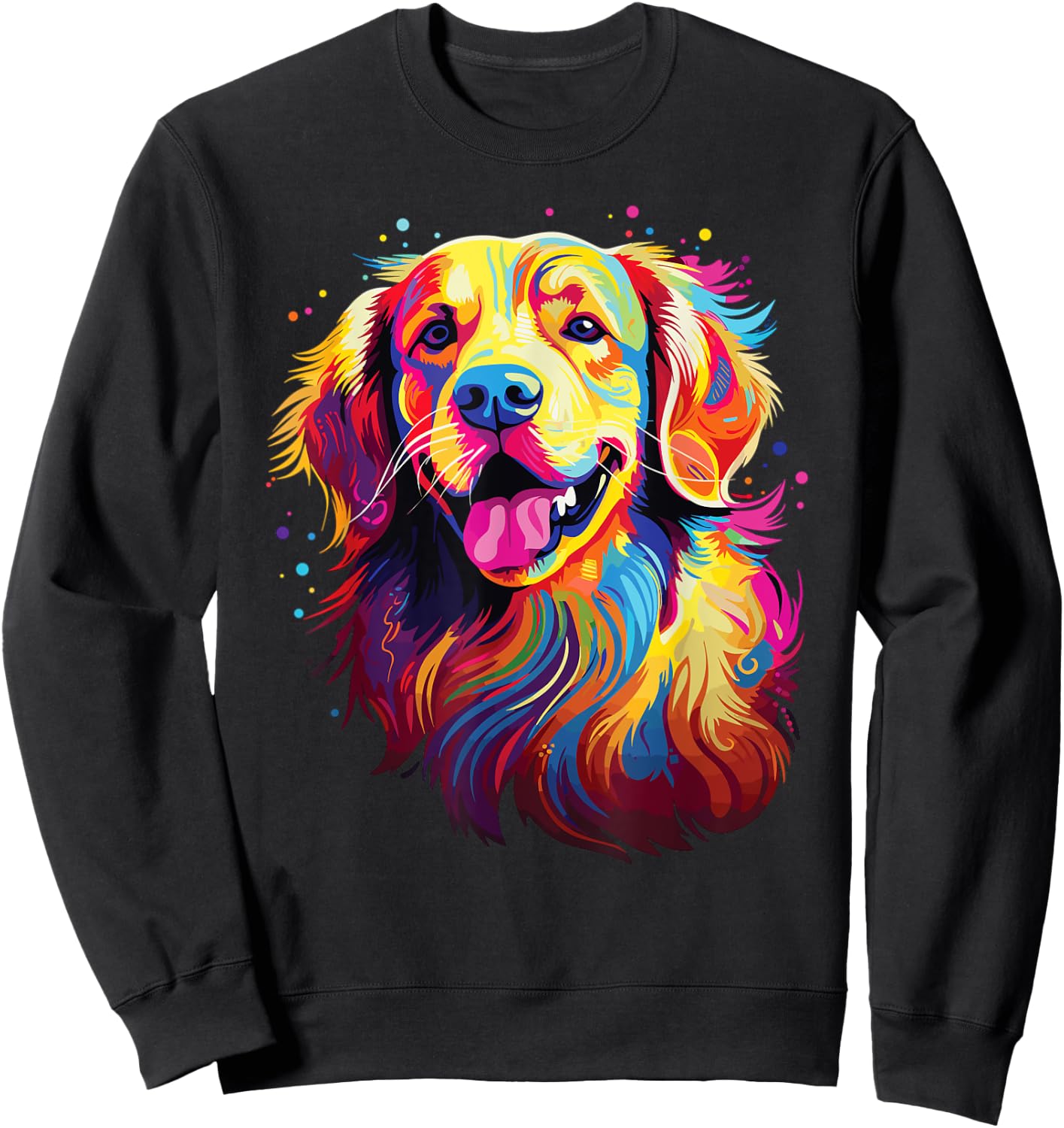 Watercolor Colorful Golden Retriever Dog Sweatshirt - Sweatshirt | Black