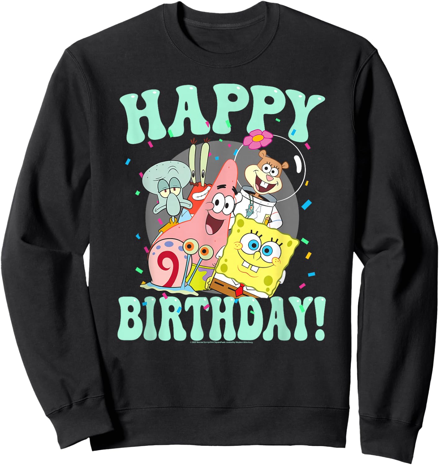 SpongeBob SquarePants Happy Birthday Sandy Patrick Squidward Sweatshirt - Sweatshirt | Black