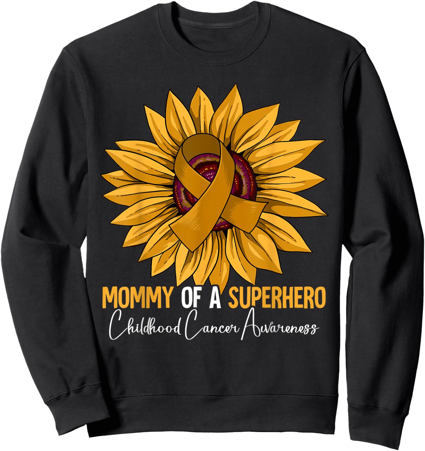 Mom Mother Childhood Cancer Awareness Sweatshirt - Sweatshirt | Black