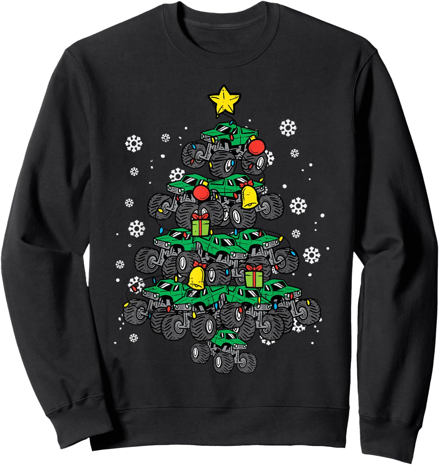 Monster Truck Christmas Tree Xmas Boys Toddler Kids Sweatshirt - Sweatshirt | Black