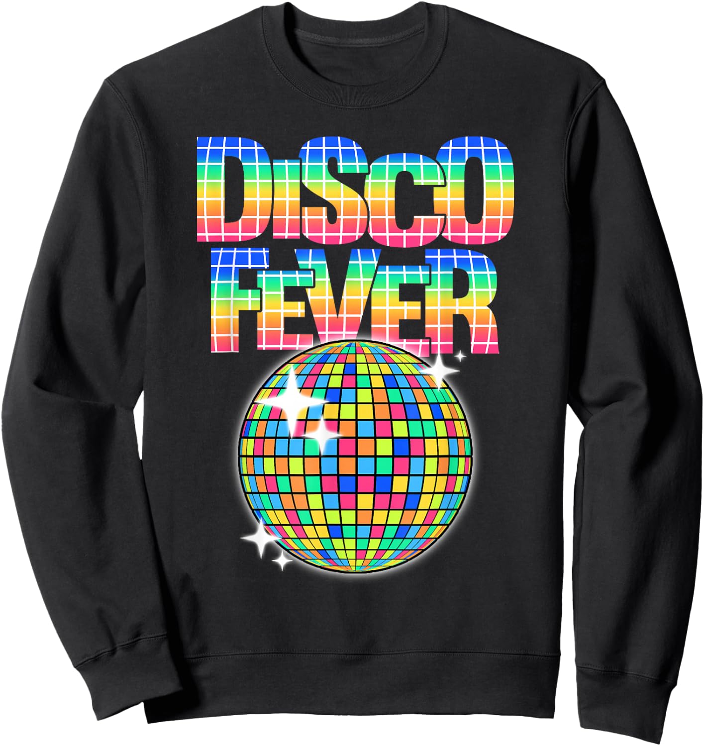 Disco Ball Themed Vintage Disco Fever Dancing Sweatshirt - Sweatshirt | Black