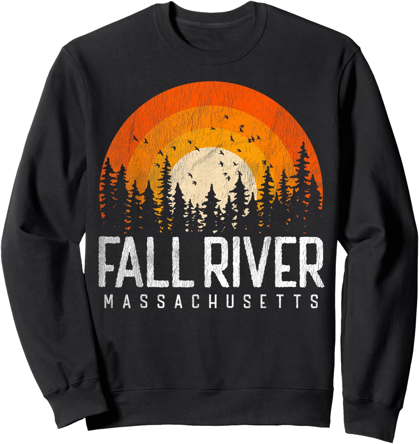 Fall River Massachusetts MA Shirt Vintage 80s 90s Retro Gift Sweatshirt - Sweatshirt | Black