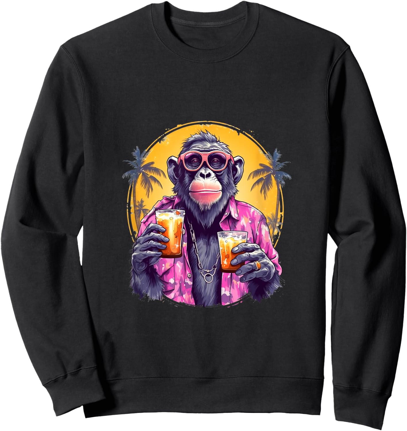 Monkey Drinking Beer Funny Beer Drinker Drunk Gorilla Ape Sweatshirt - Sweatshirt | Black
