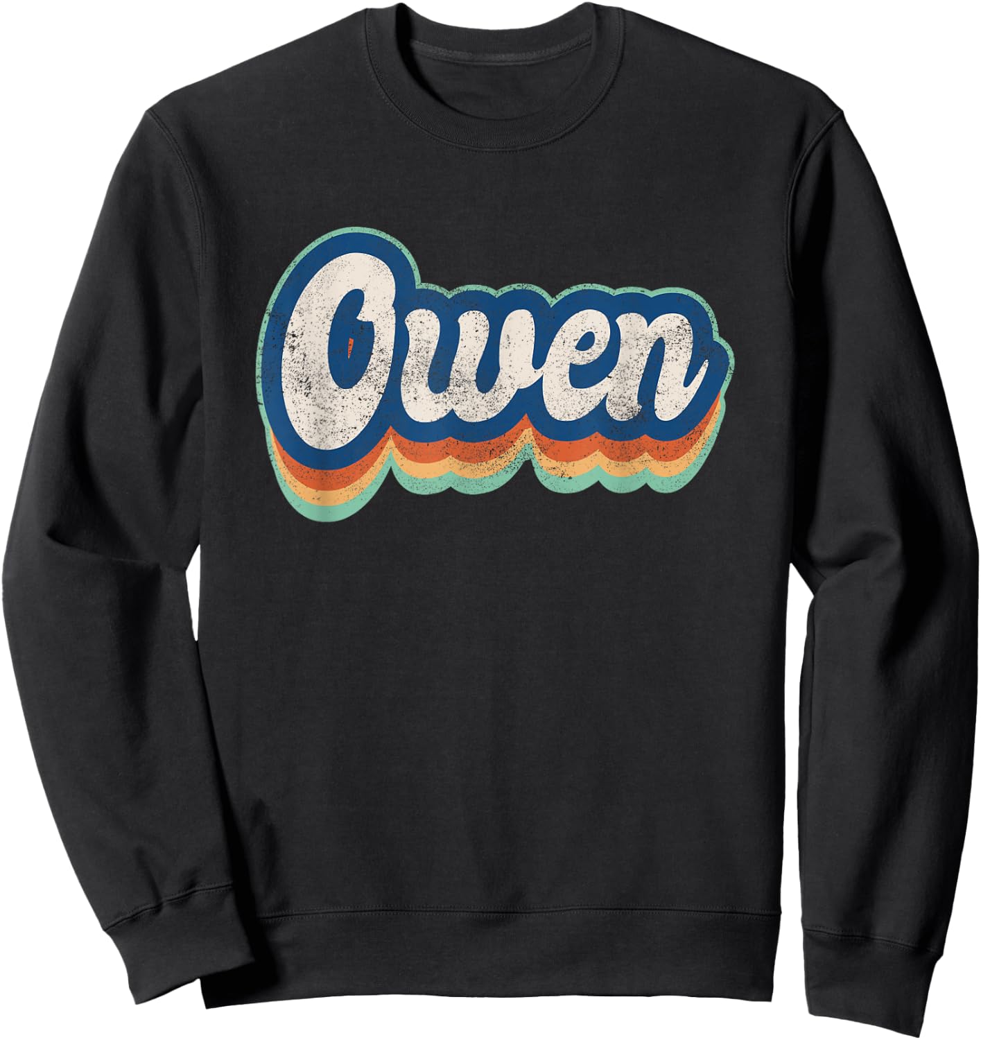 Owen First Name Boy Vintage Style 70s 80s Personalized Sweatshirt - Sweatshirt | Black