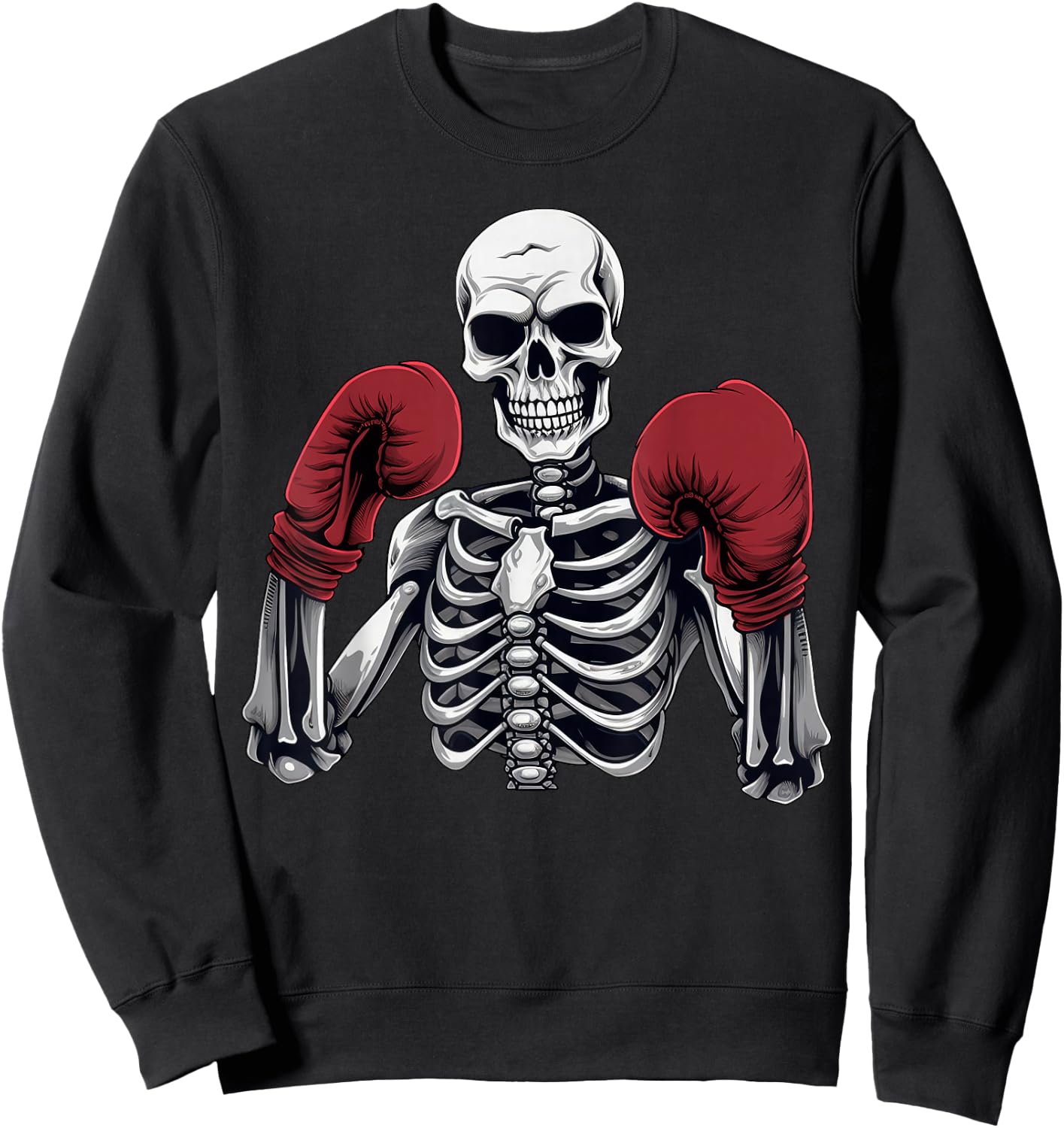 Skeleton Boxer Boxing Kickboxing Halloween Martial Arts Sweatshirt - Sweatshirt | Black