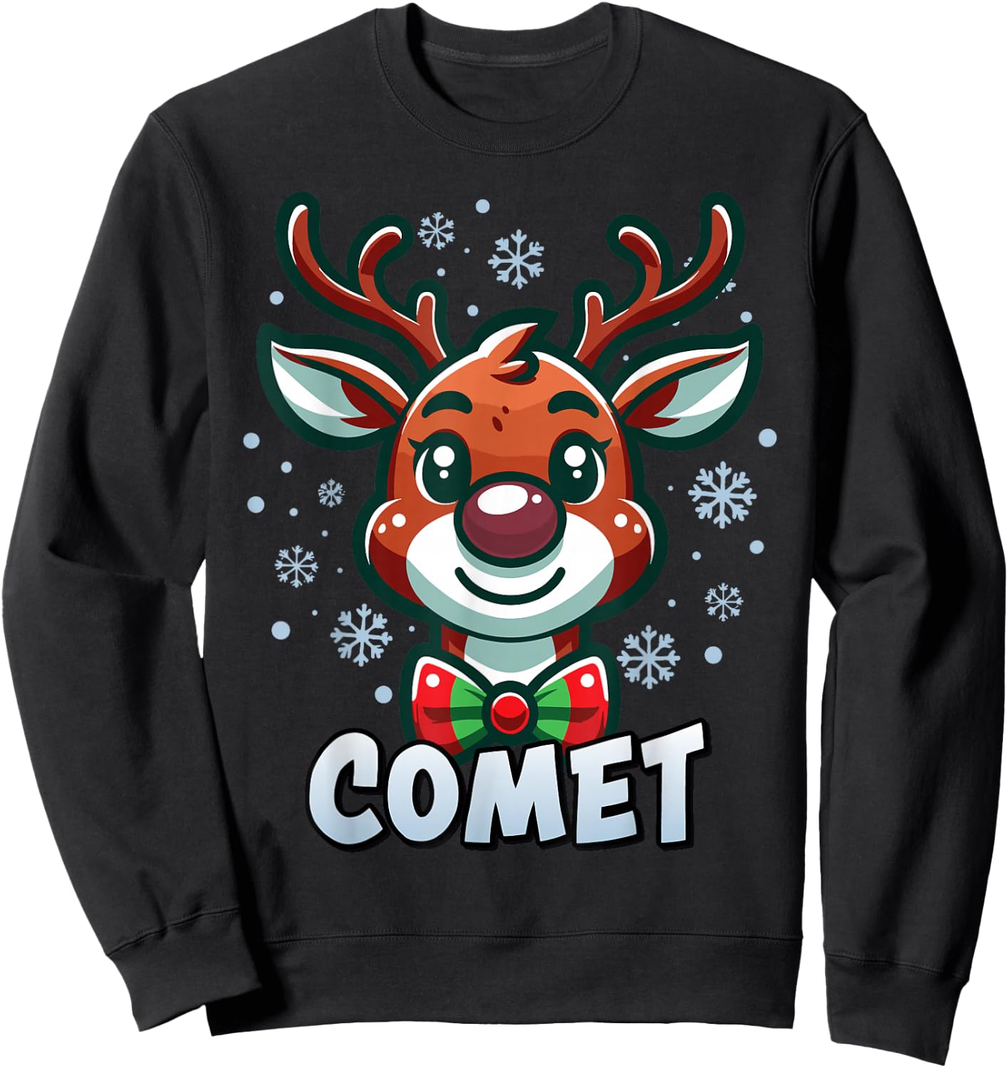 Santa’s Reindeer Comet Xmas Group Costume Sweatshirt - Sweatshirt | Black
