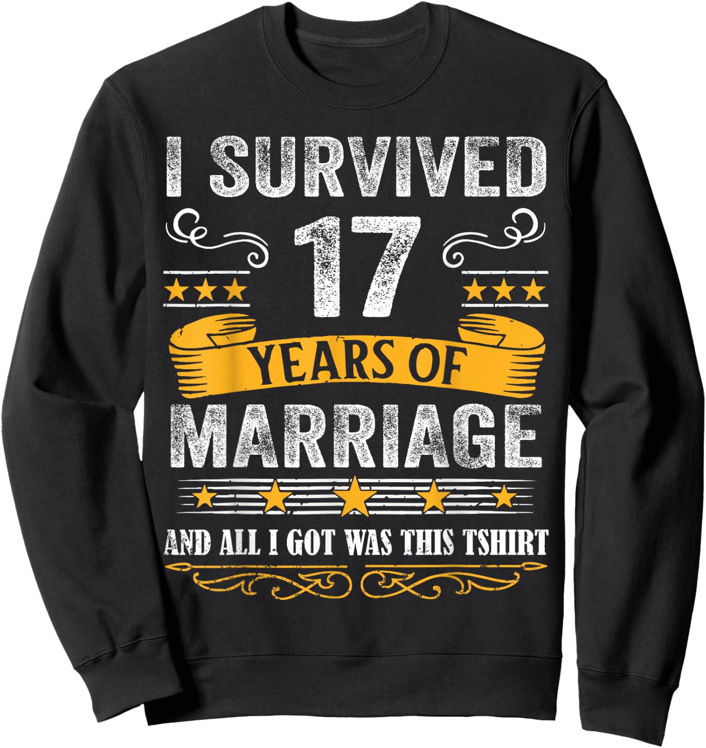 17th Wedding Anniversary shirt Couples Husband Wife 17 Years Sweatshirt - Sweatshirt | Black
