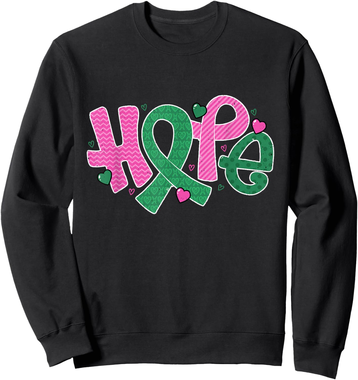 Liver and Breast Cancer Hope October Cancer Awareness Month Sweatshirt - Sweatshirt | Black