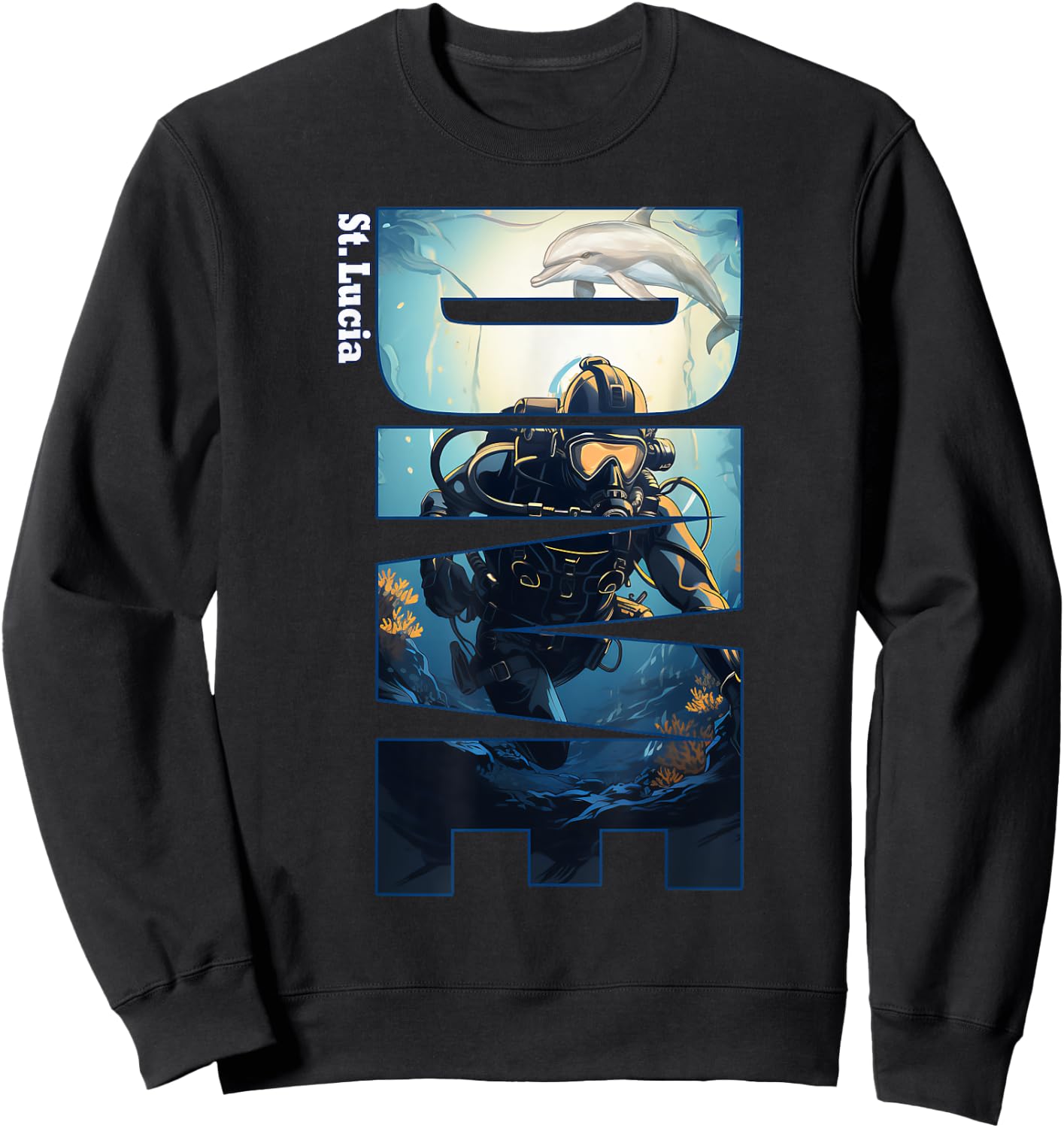 DIVE St. Lucia SCUBA Diving Snorkeling Sweatshirt - Sweatshirt | Black
