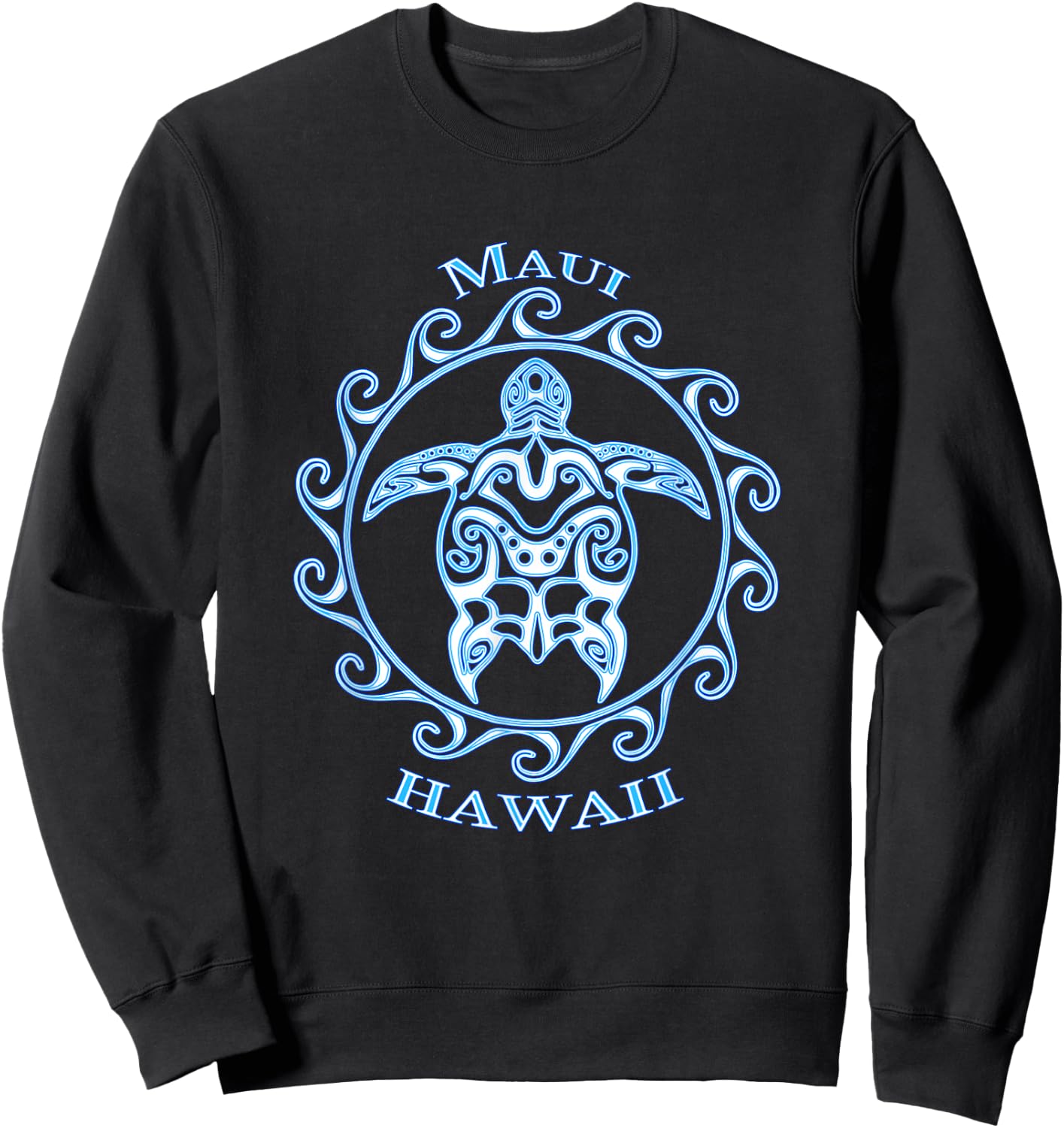 Maui Hawaii Honu Tribal Sea Turtle Summer Beach Sweatshirt - Sweatshirt | Black