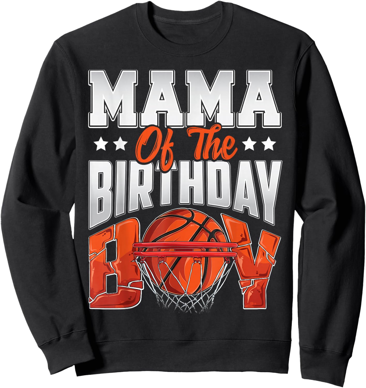 Mama Basketball Birthday Boy Family Baller b-Day Party Sweatshirt - Sweatshirt | Black