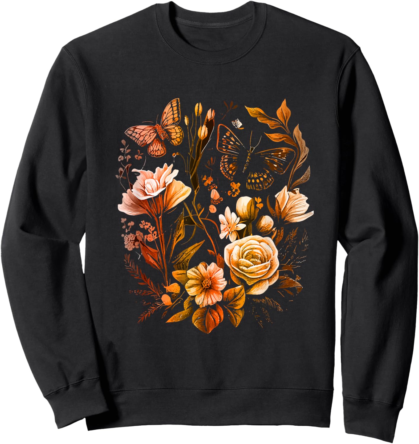 Insect Flower Floral Monarch Butterfly Monarch Butterflies Sweatshirt - Sweatshirt | Black
