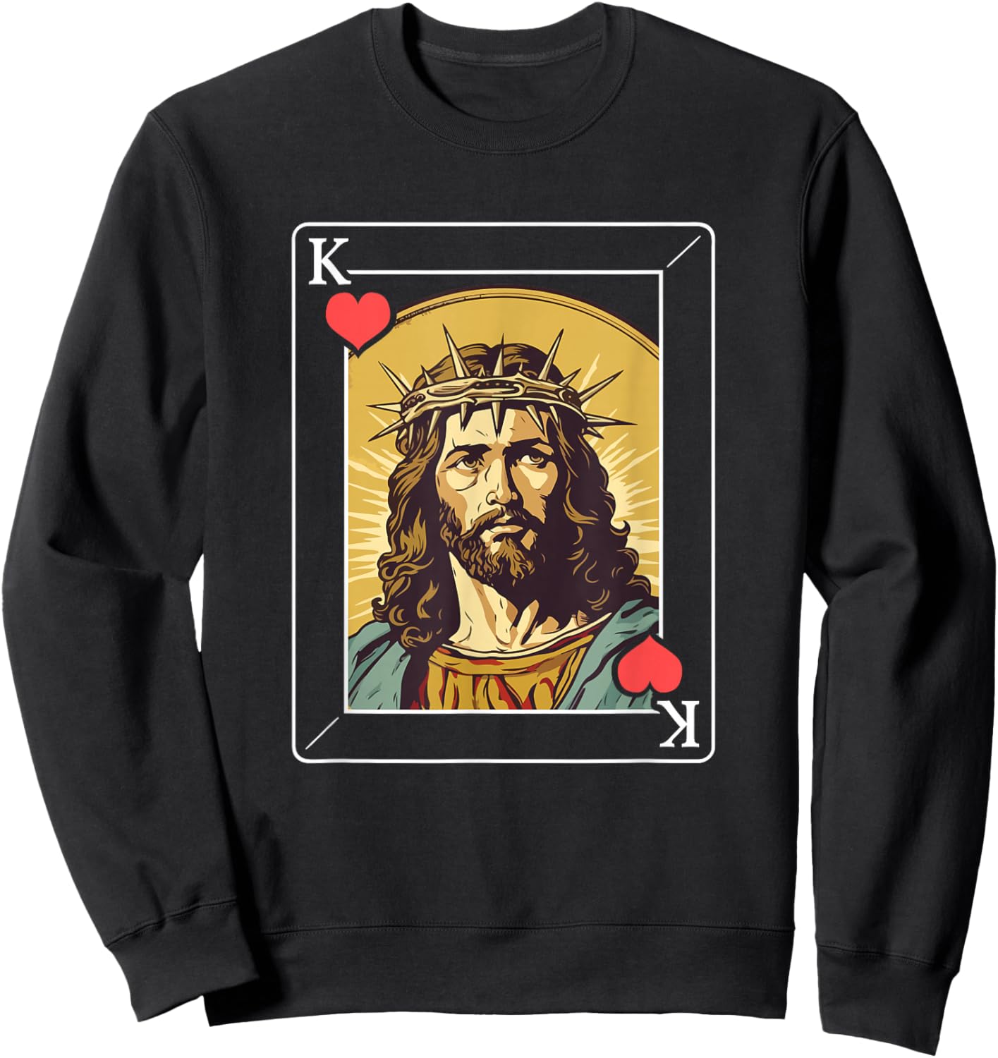 Jesus King of Hearts Card Sweatshirt - Sweatshirt | Black
