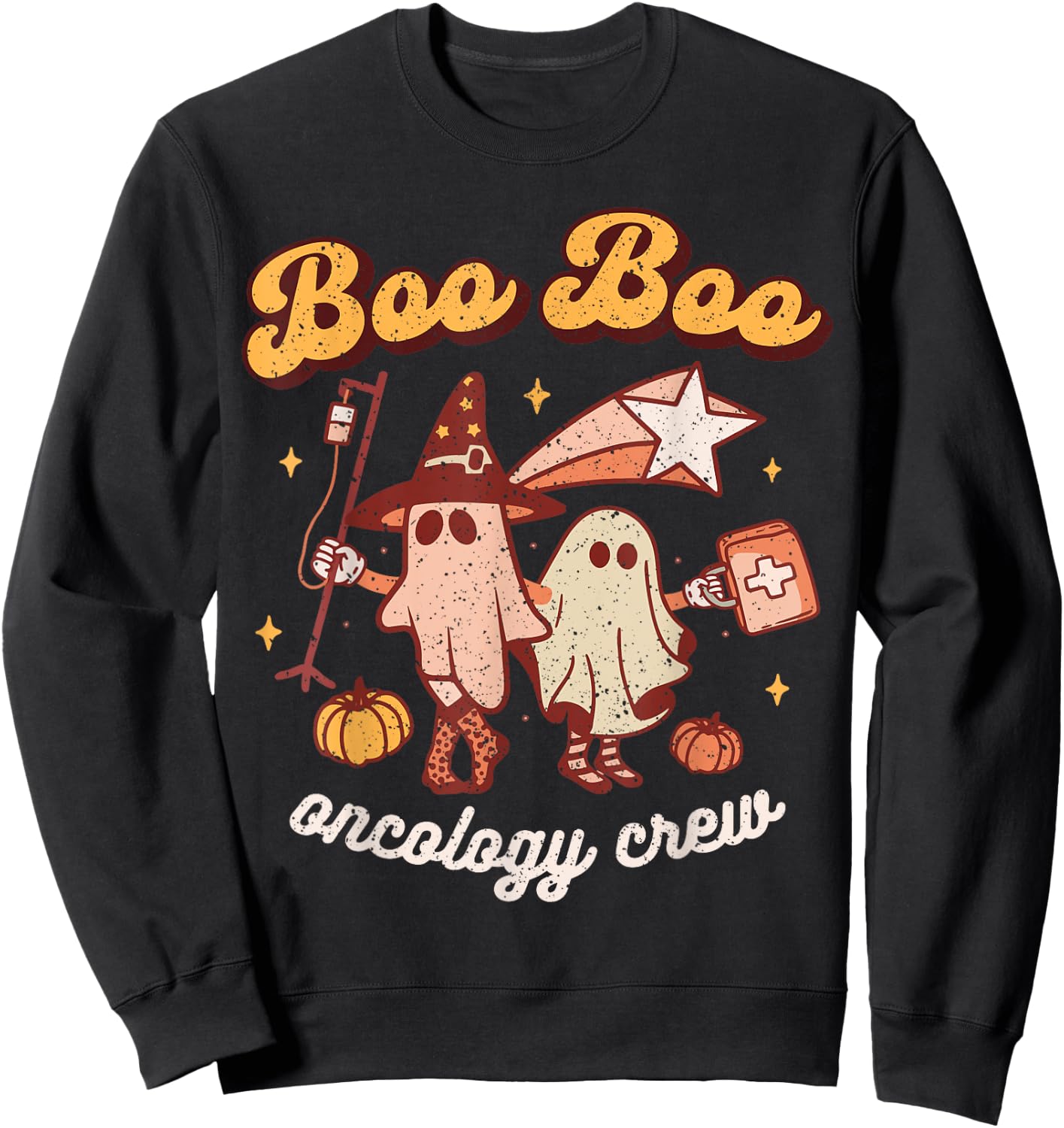 Spooky Boo Oncology Nurse Halloween Crew Fall ONC Nursing Sweatshirt - Sweatshirt | Black