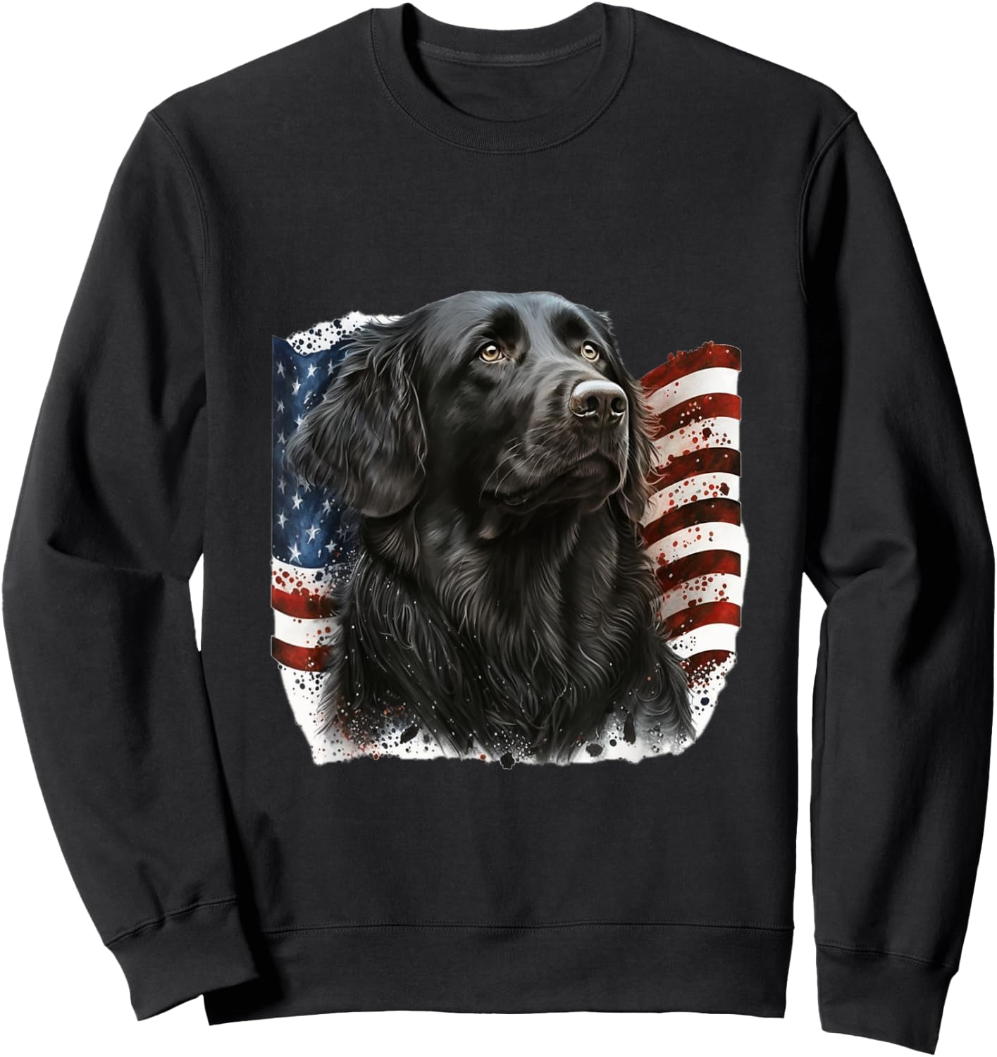 Flat Coated Retriever 4th of July - Flat Coated Retriever Sweatshirt - Sweatshirt | Black