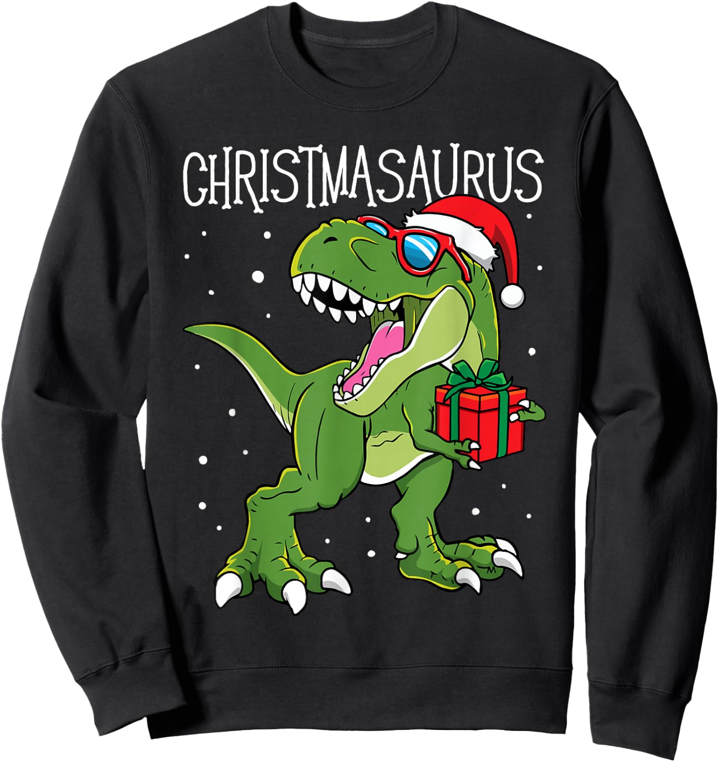 Boys Christmasaurus Christmas Dinosaur Dino Family Matching Sweatshirt - Sweatshirt | Black