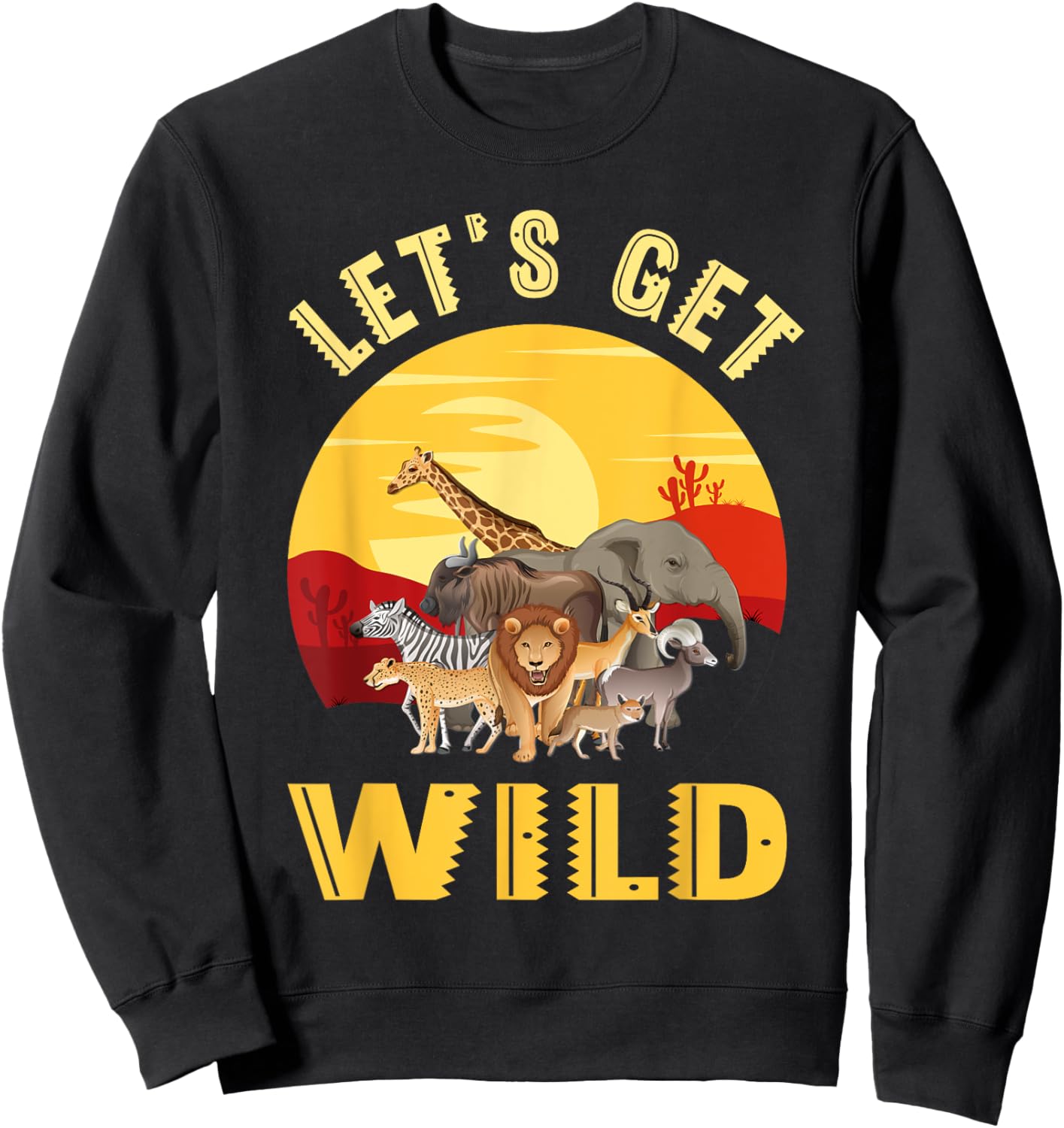 Funny Safari Design Women Kids Safari Animal Lovers Sweatshirt - Sweatshirt | Black
