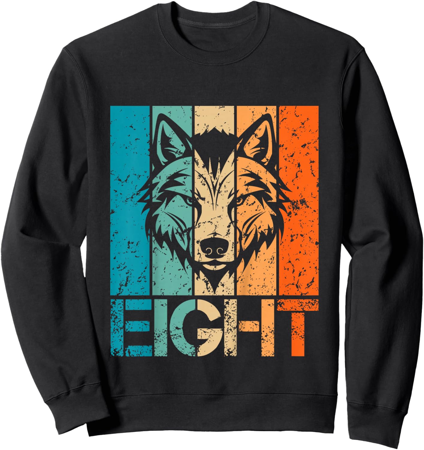 Funny 8th Wolf Birthday 8 Year Old Birthday Wolf Sweatshirt - Sweatshirt | Black