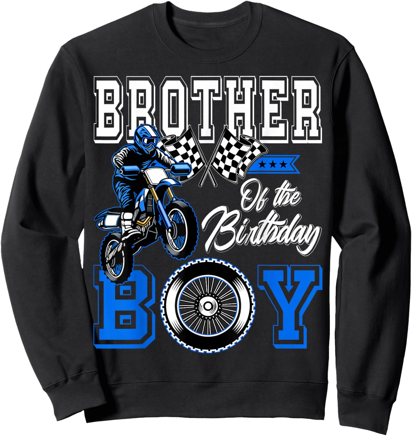 Brother of the Birthday Boy Dirt Bike Metching Family Party Sweatshirt - Sweatshirt | Black