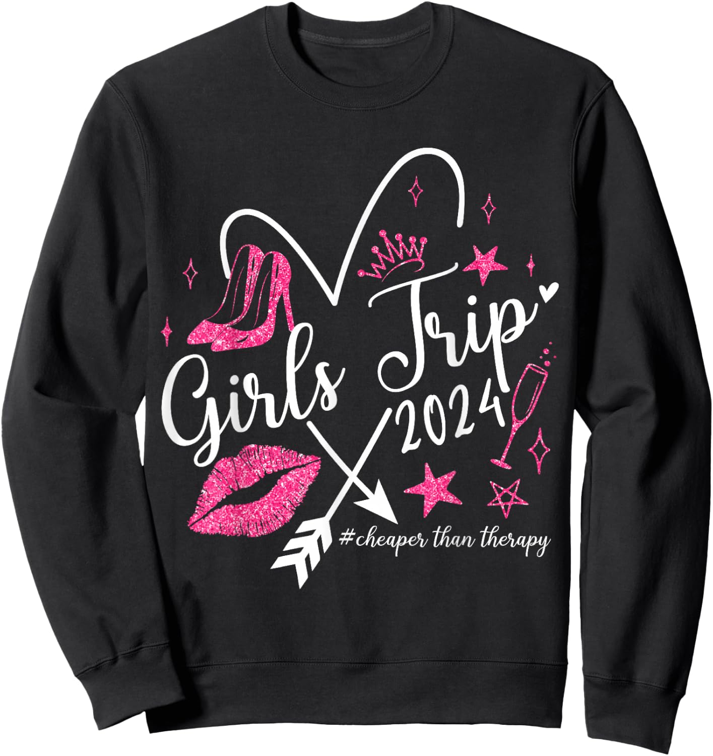 Funny Girls Trip 2024 Summer Vacation Girls Weekend Sweatshirt - Sweatshirt | Black
