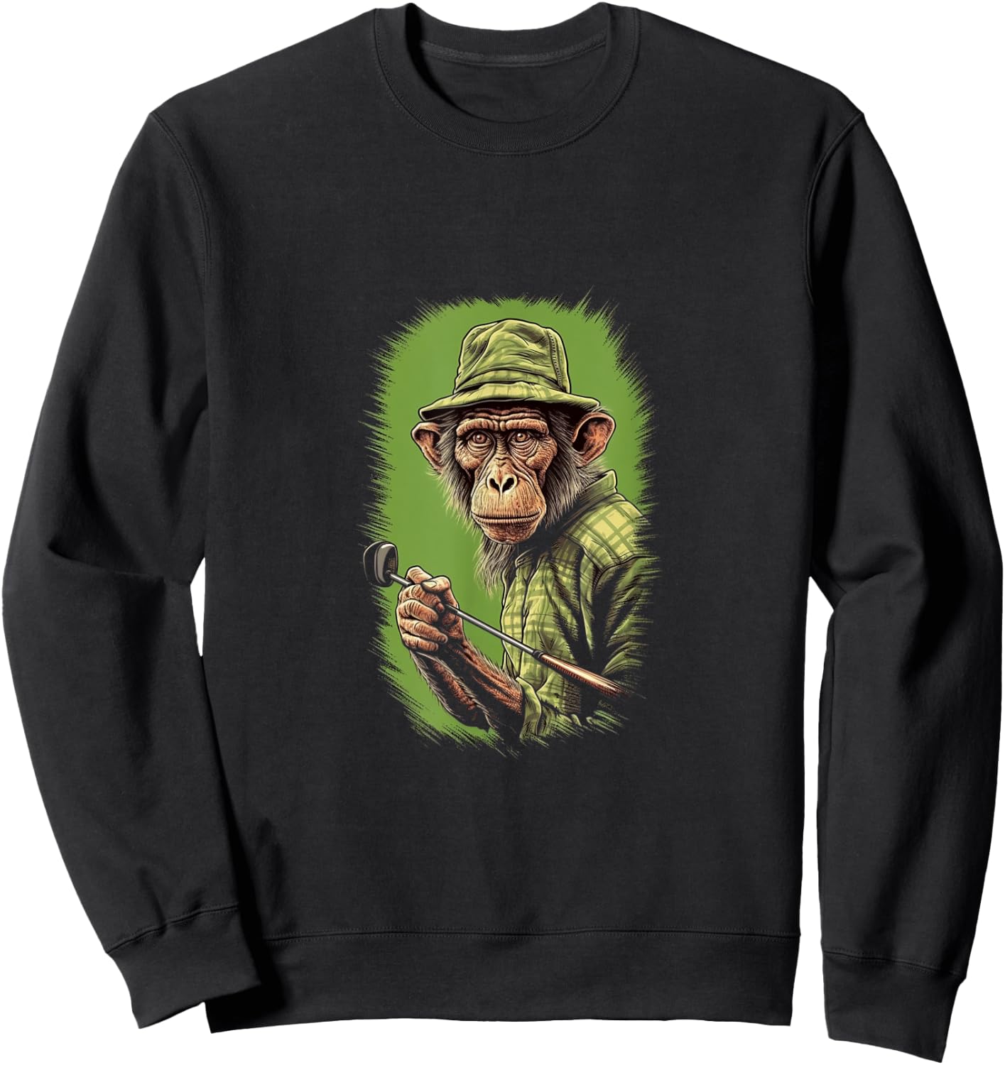 Golfer Monkey Golf Club Golf Player Golfing Ape Primate Sweatshirt - Sweatshirt | Black