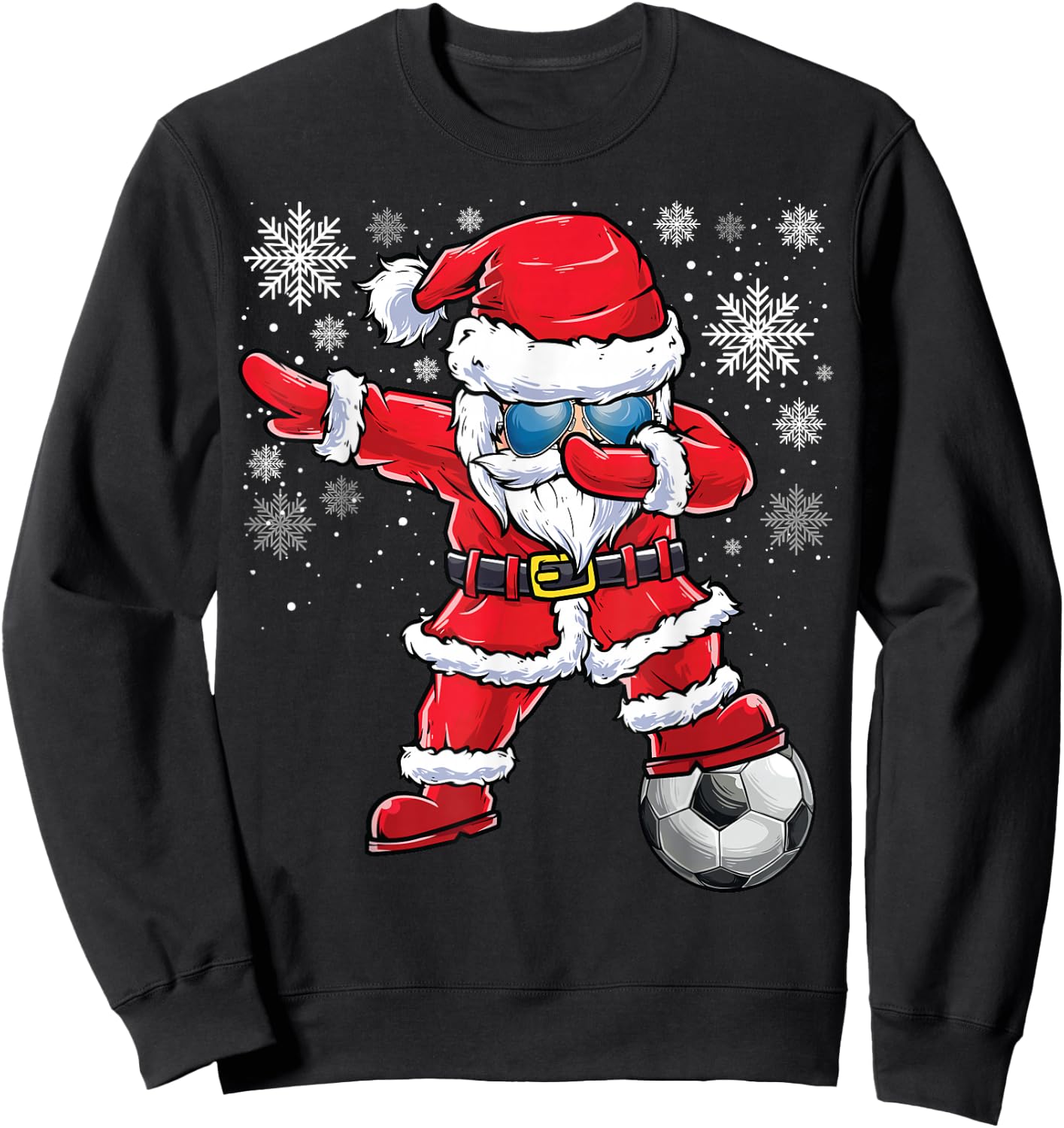 Dabbing Santa Boys Girls Funny Soccer Player Christmas Sweatshirt - Sweatshirt | Black