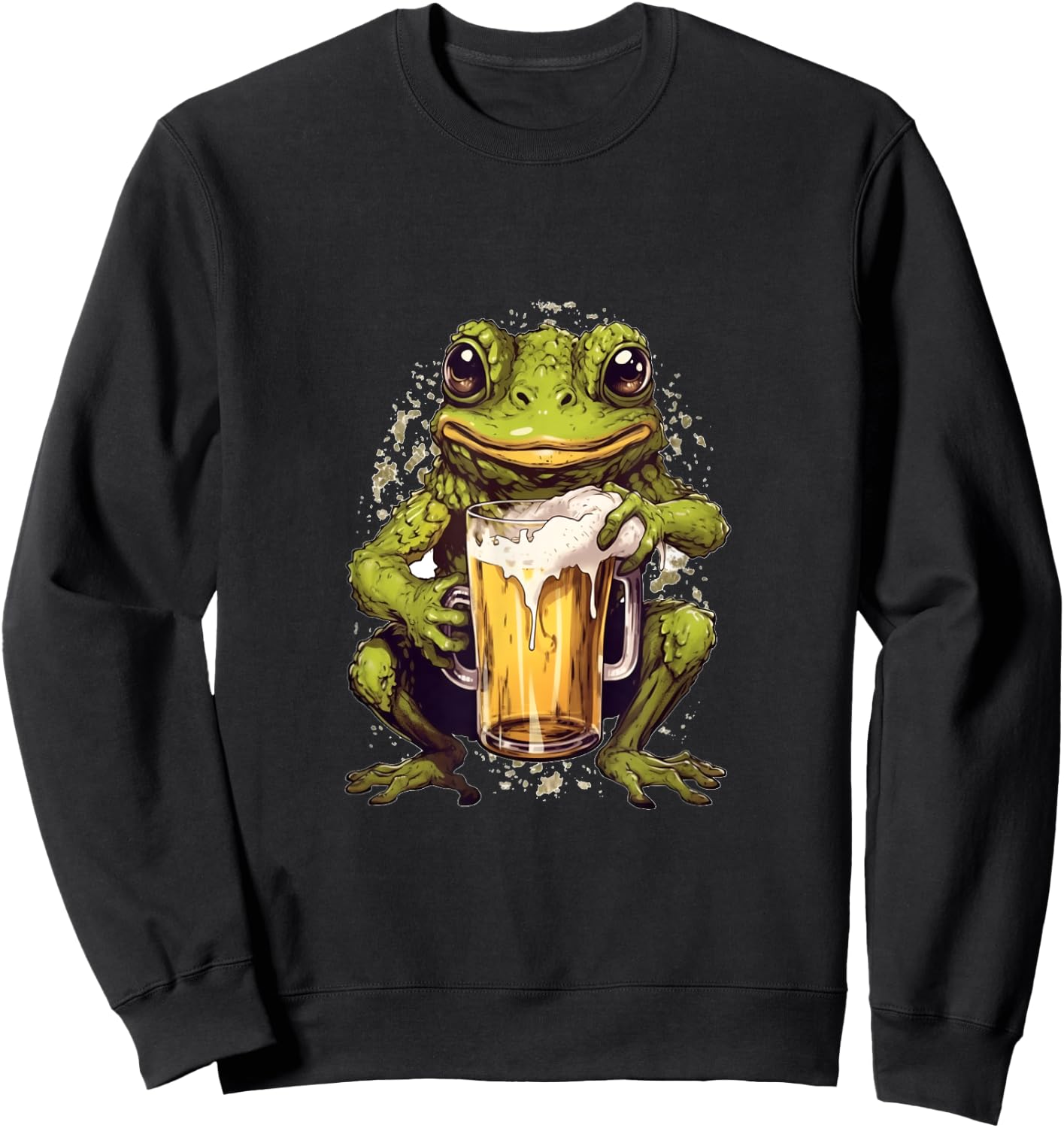 Frog Beer Drinking Funny Beer Drinker Frogs Toad Amphibian Sweatshirt - Sweatshirt | Black