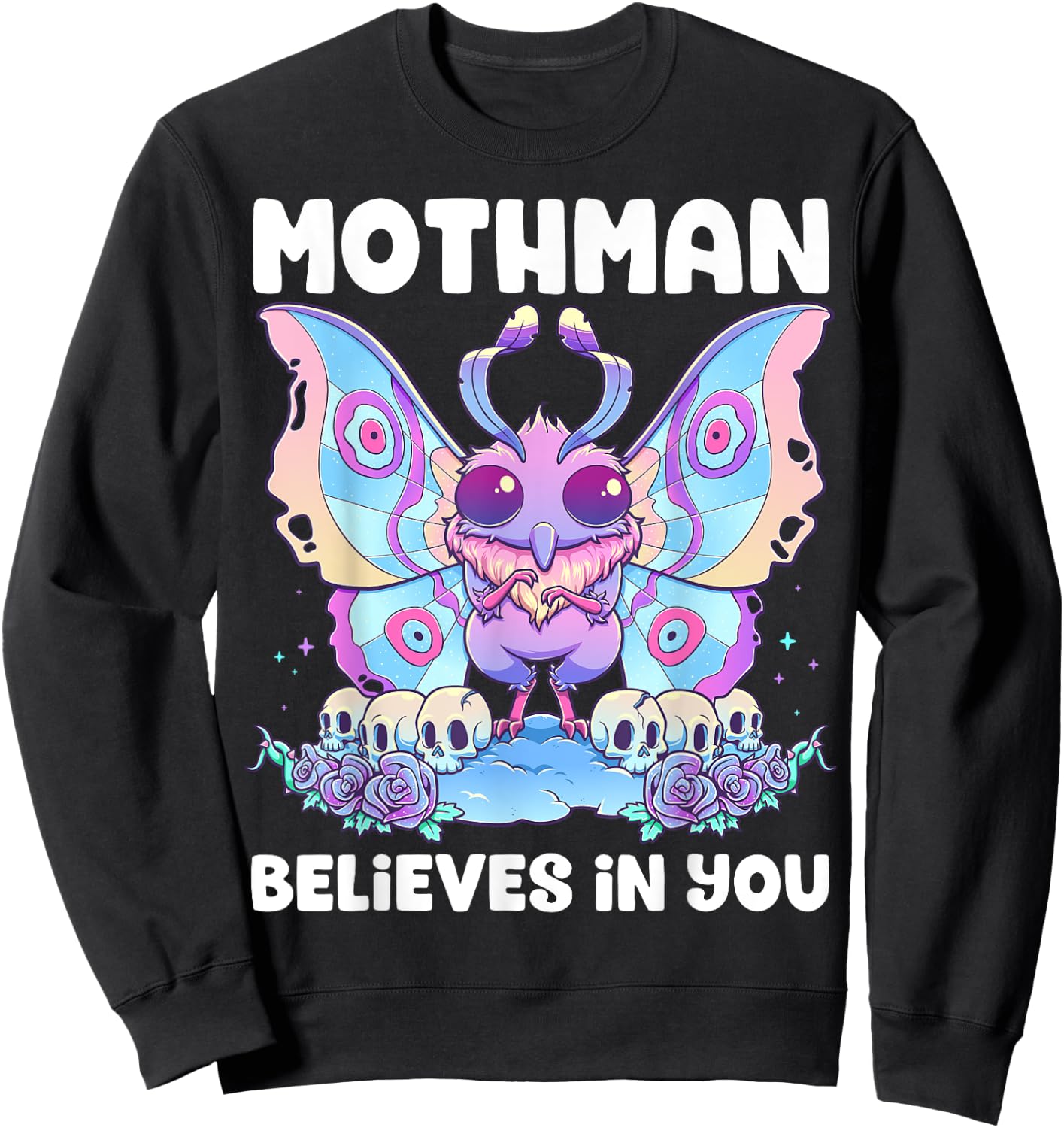 Pastel Goth Mothman Believes You Me Gothic Cryptid Wicca Sweatshirt - Sweatshirt | Black