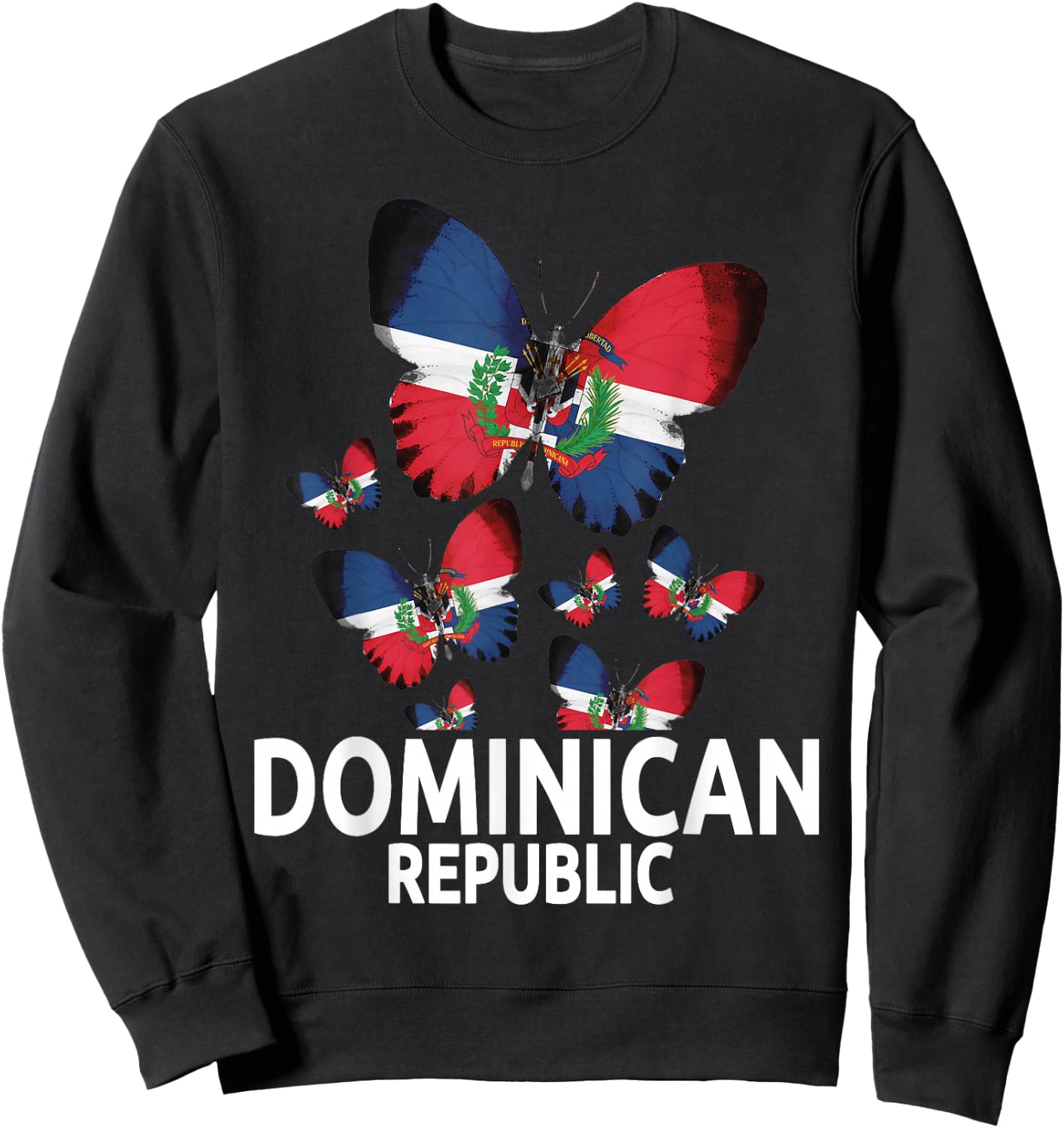 Republica Dominicana Butterfly & Dominican Flag Sweatshirt - Sweatshirt | Black