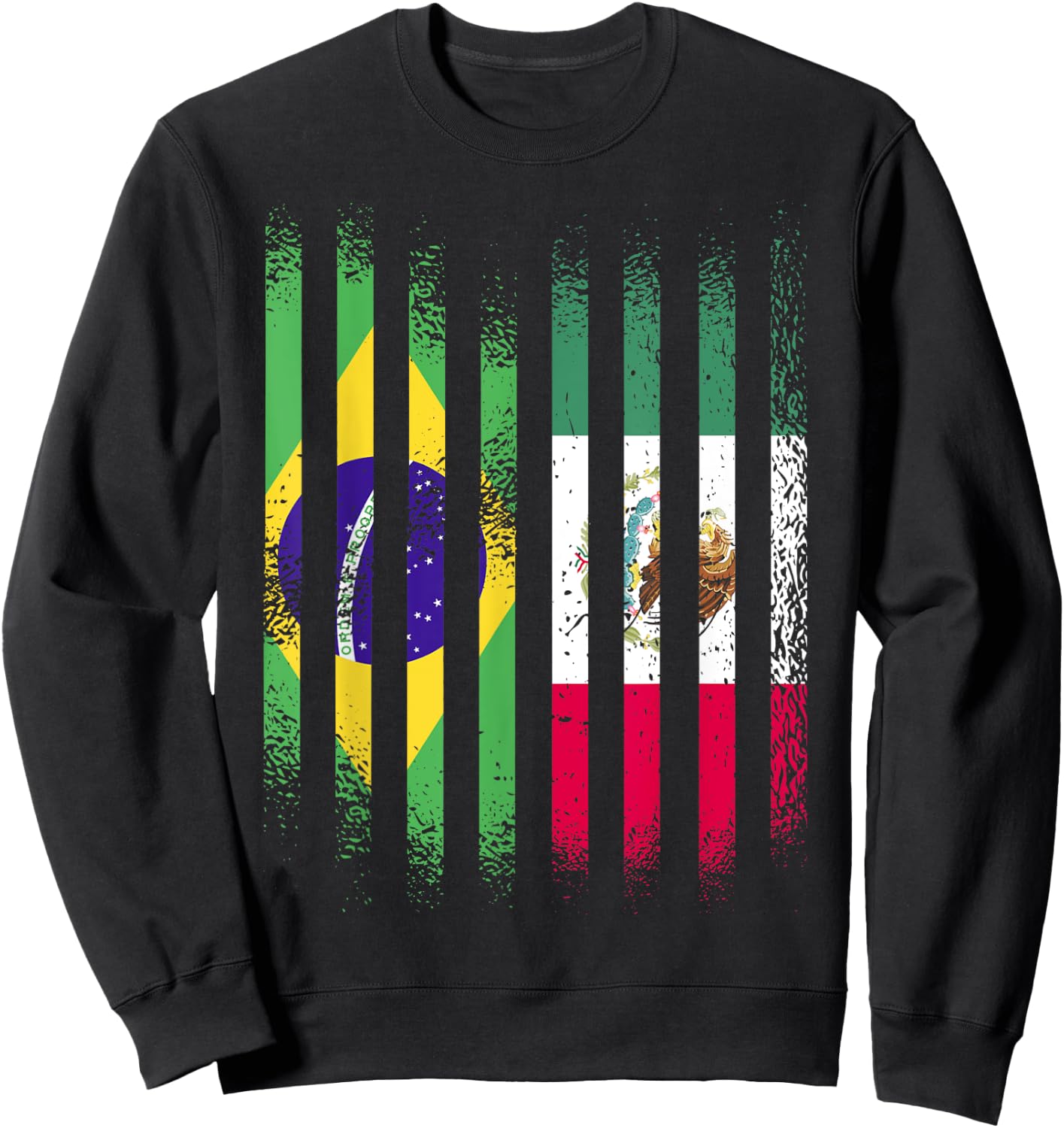 Brazil Flag Mexico Grown Country Flags Stripes Sweatshirt - Sweatshirt | Black