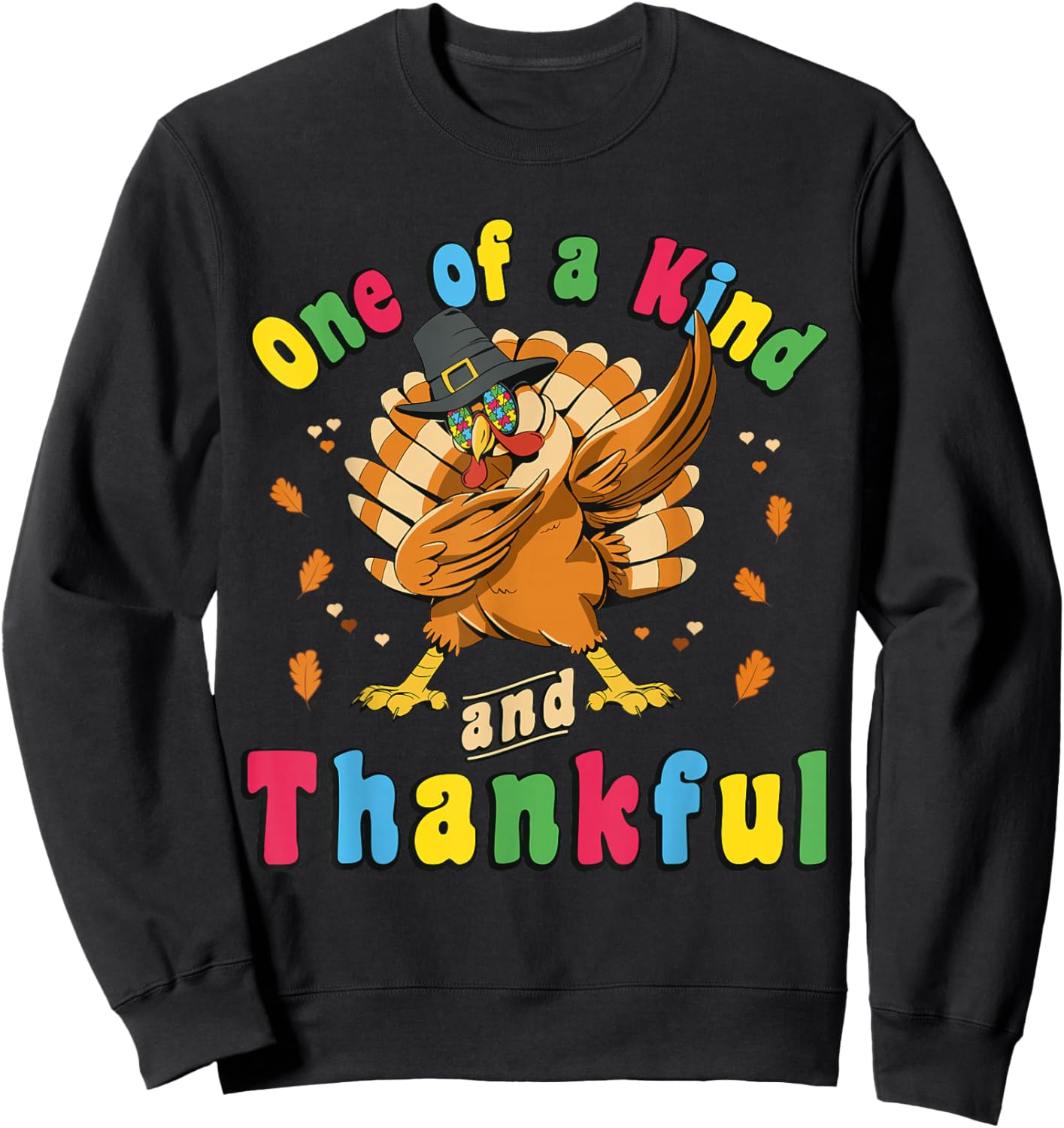 Autism Awareness Turkey Puzzle Thanksgiving 2022 Sweatshirt - Sweatshirt | Black
