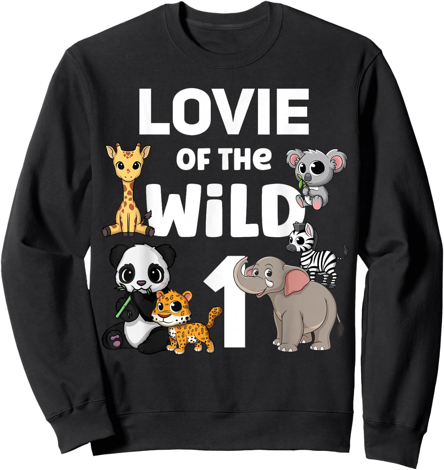 Lovie of the Wild One Zoo 1st Birthday Party Safari Jungle Sweatshirt - Sweatshirt | Black