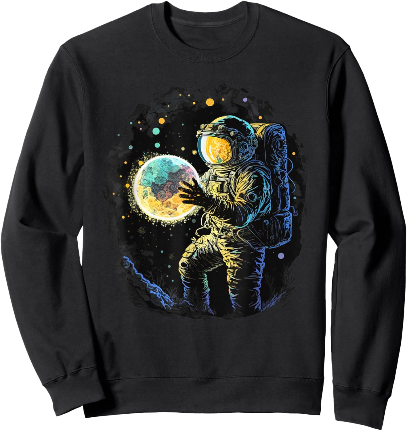 Astronaut Space Novelty Graphic Men Women Kids Funny Space Sweatshirt - Sweatshirt | Black