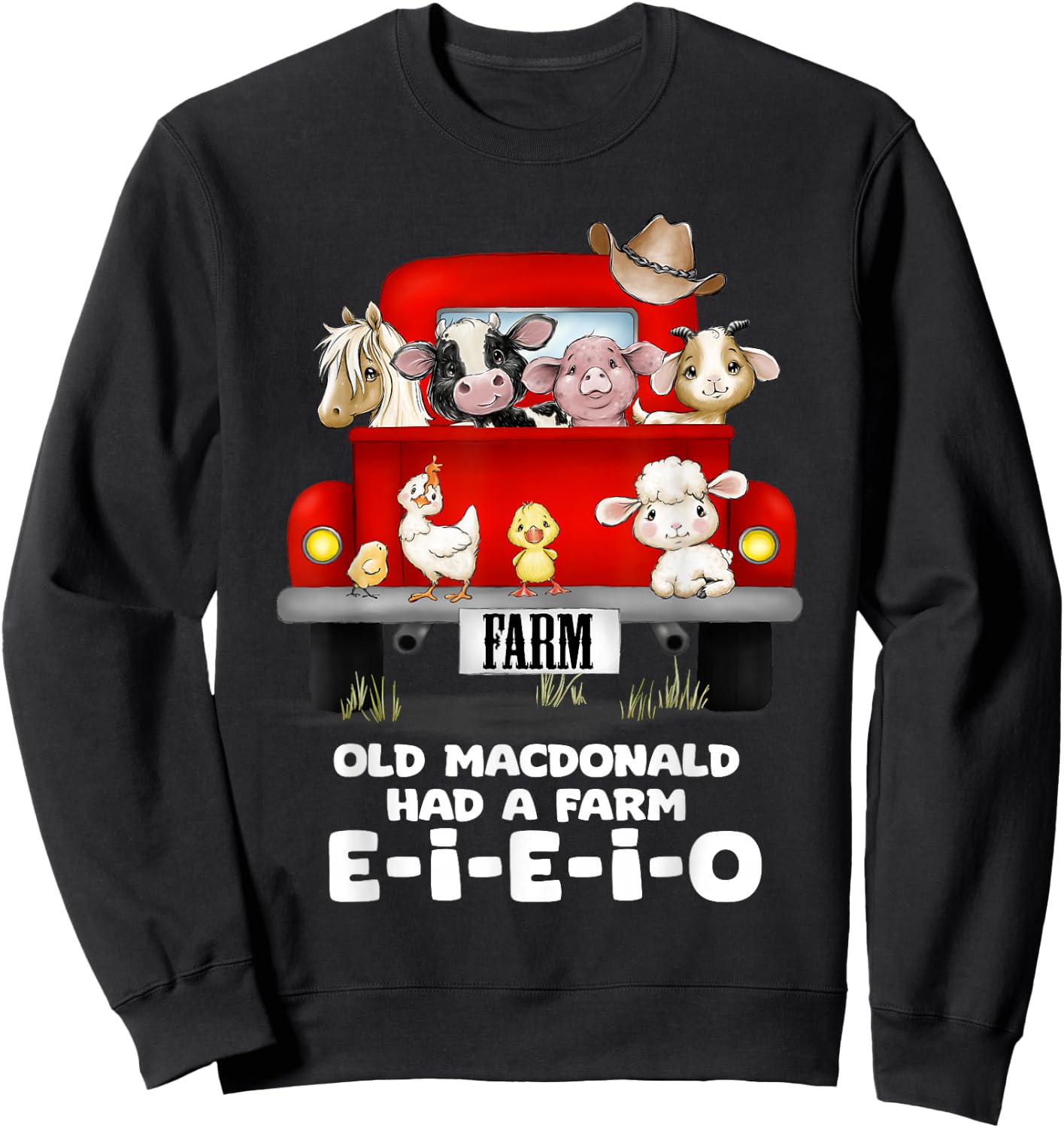 Toddler Kids Old MacDonald Had a Farm E-I-E-I-O Nursery Song Sweatshirt - Sweatshirt | Black