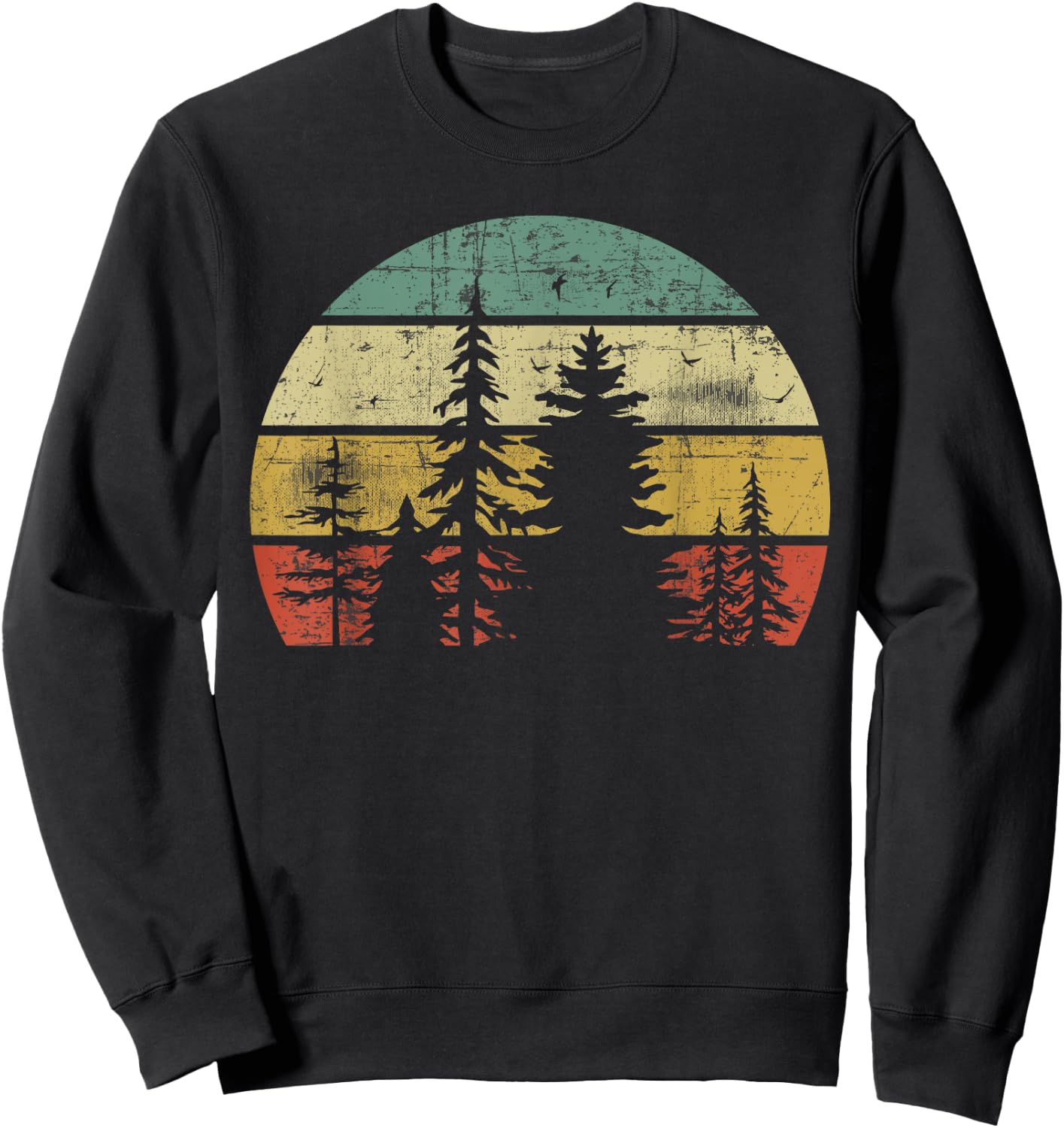 Retro Wildlife Trees Outdoors Nature Forest Sweatshirt - Sweatshirt | Black