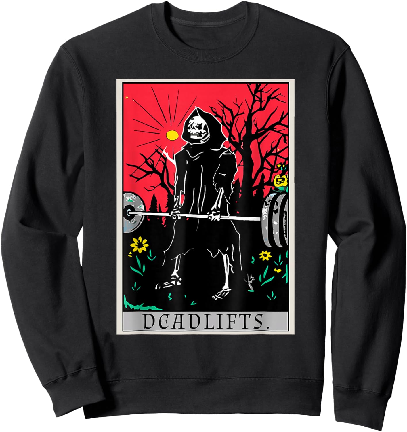Tarot Card Funny Gym Deadlifts Workout Deadlift Fitness Sweatshirt - Sweatshirt | Black