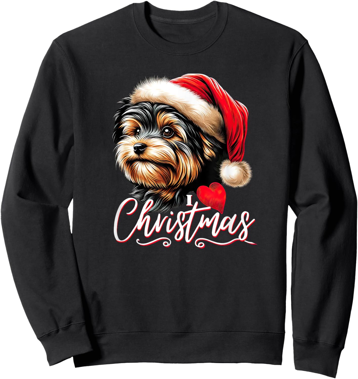 Yorkie Poo I Love Christmas Sweatshirt - Sweatshirt | Black