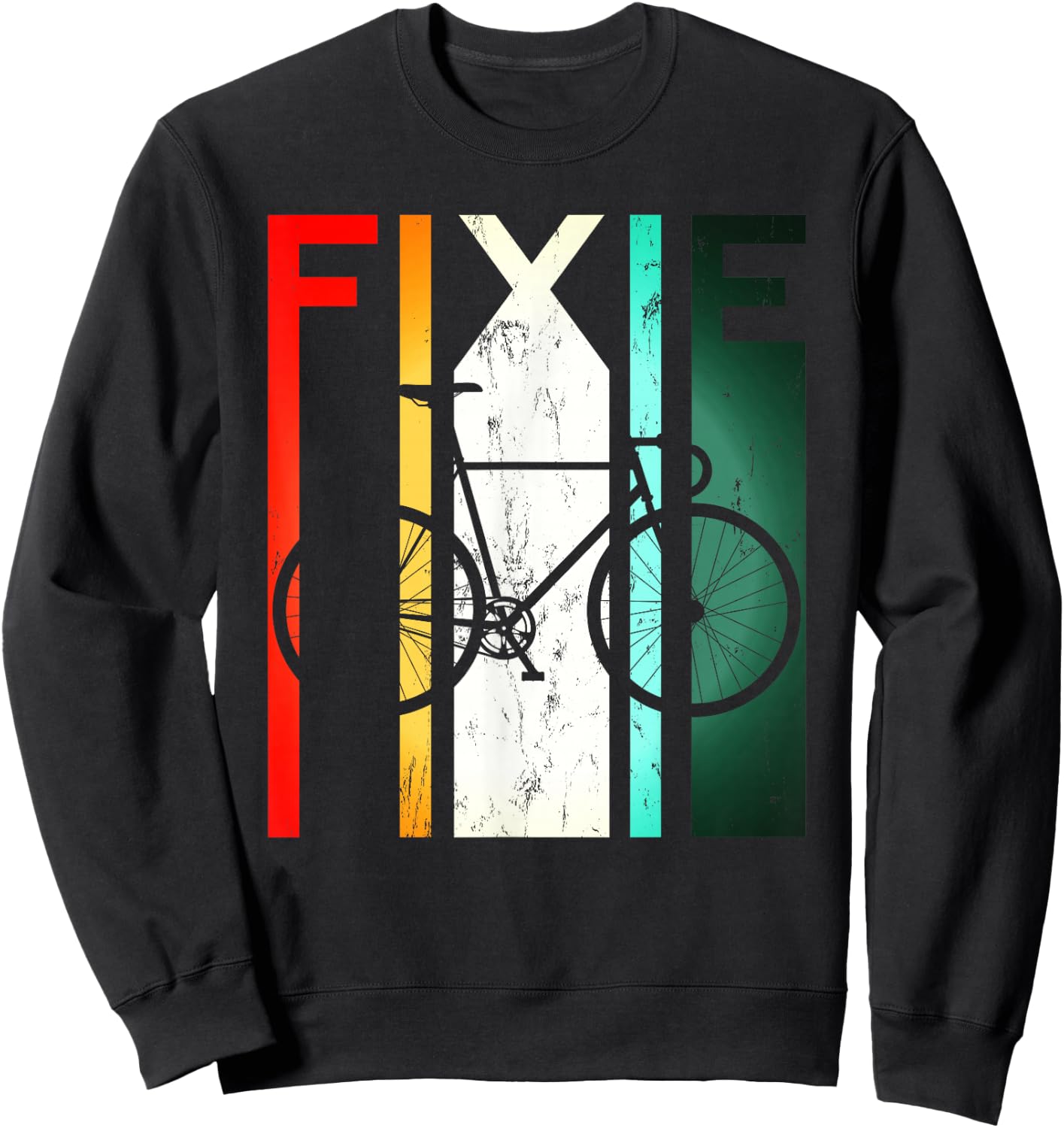 Fixie Retro Bike Single Speed Fixed Gear Velodrome Bicycle Sweatshirt - Sweatshirt | Black