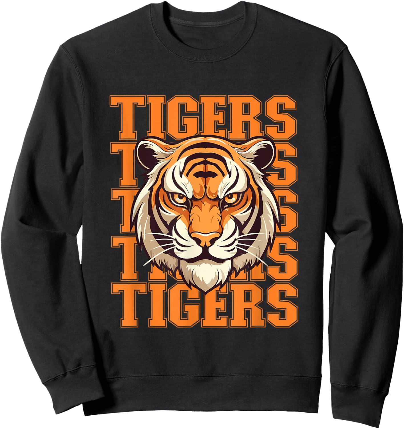 Football Tigers School Sports Fan Team Spirit Tigers Mascot Sweatshirt - Sweatshirt | Black