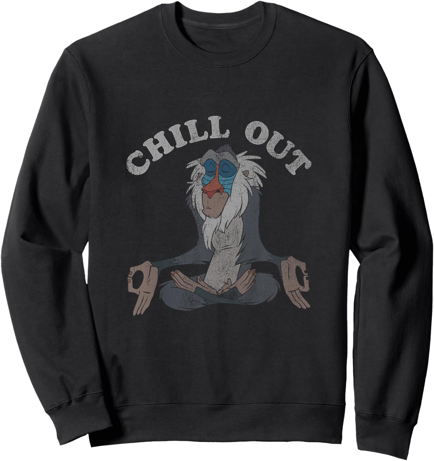 Kids Disney The Lion King Rafiki Vintage Chill Out Meditation Sweatshirt - Sweatshirt | Black