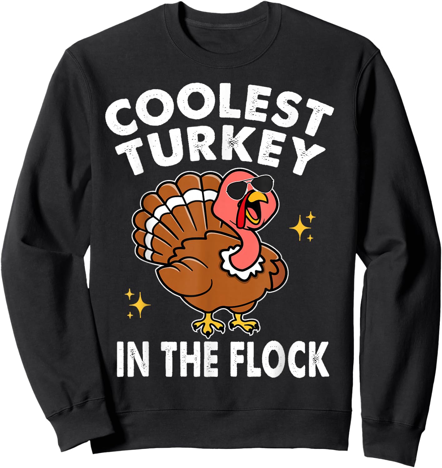 Coolest Turkey In The Flock Thanksgiving Shirts Kids Boys Sweatshirt - Sweatshirt | Black