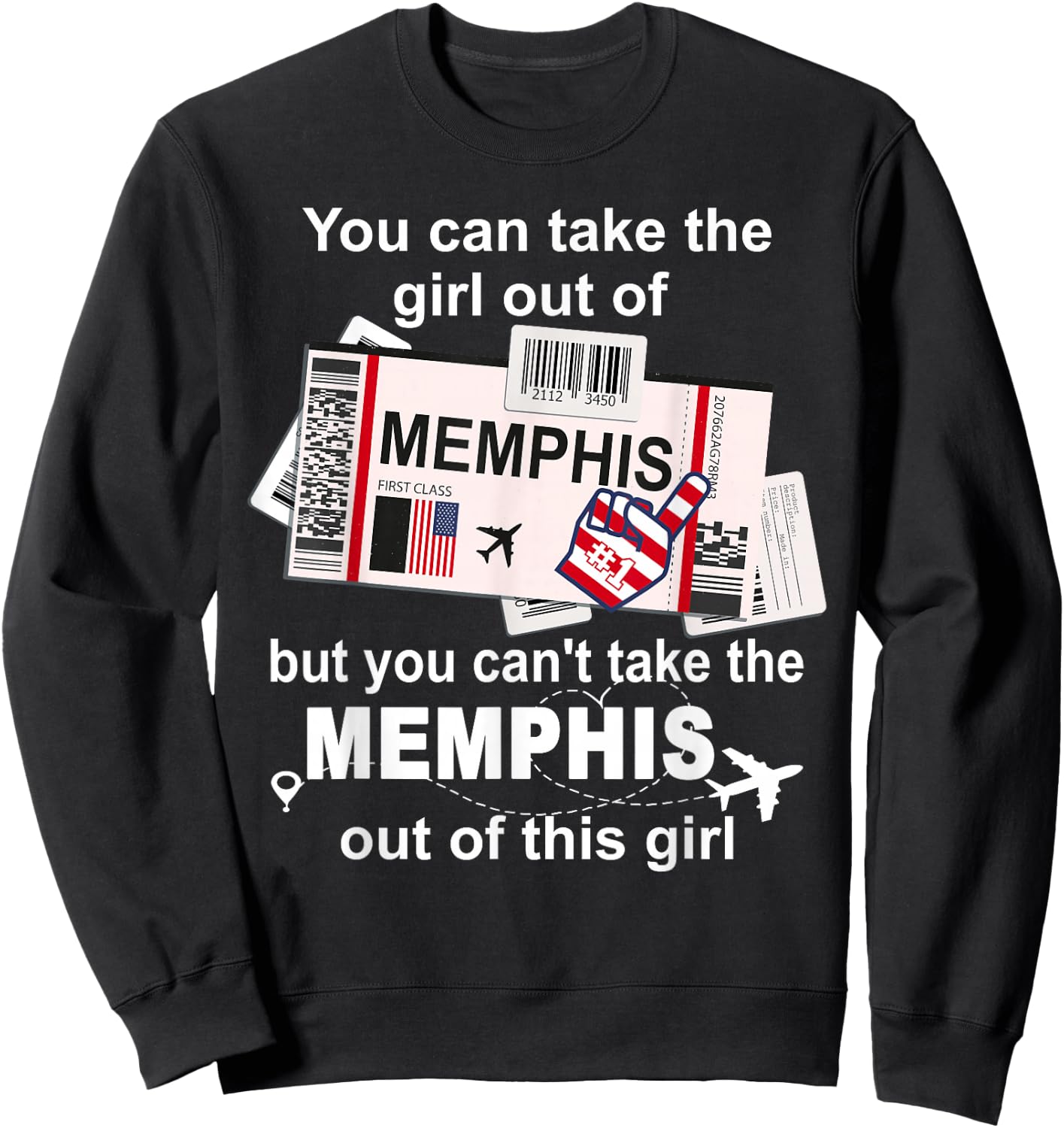 Memphis Boarding Pass - Memphis Girl Sweatshirt - Sweatshirt | Black