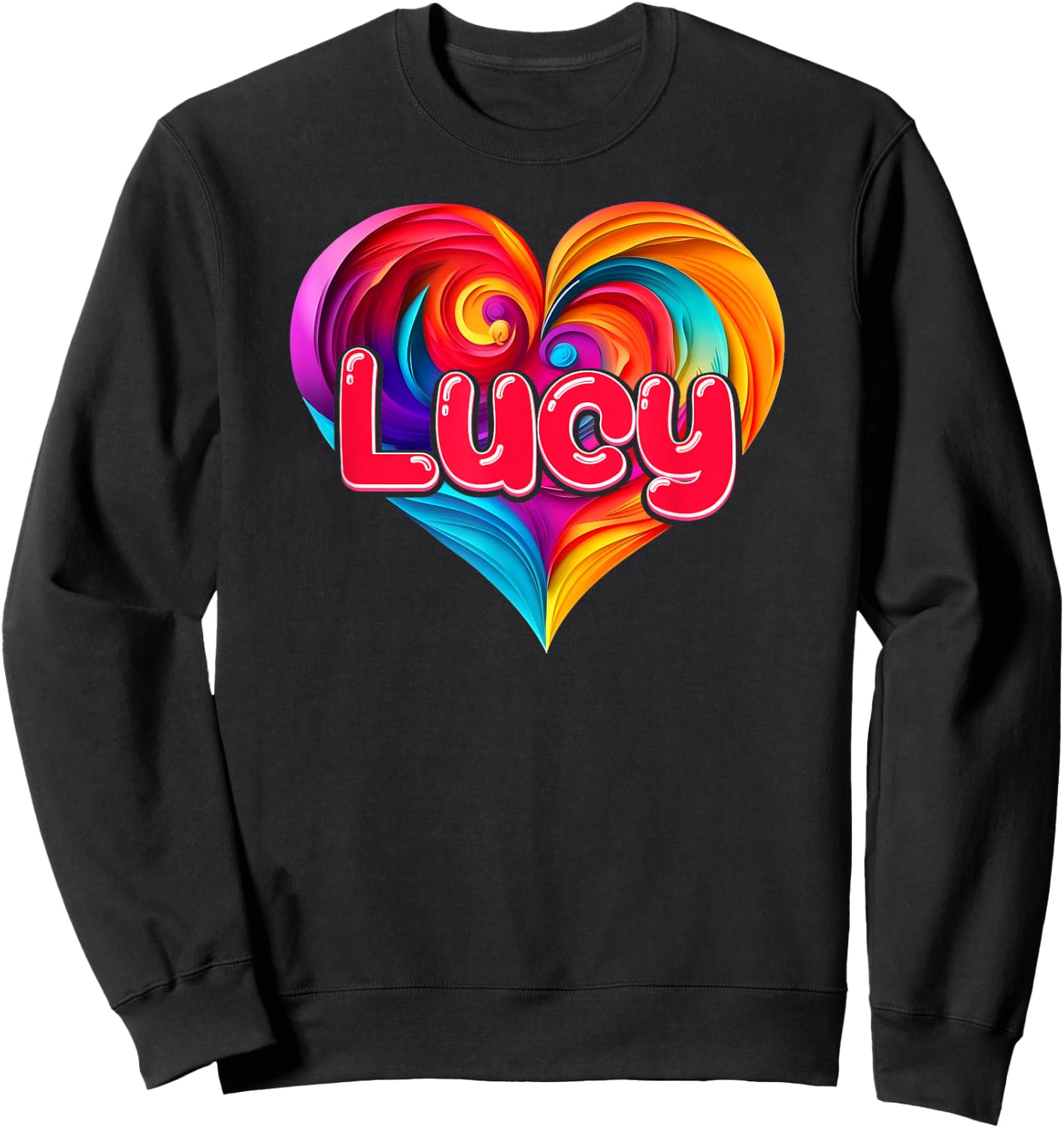I Heart Love Lucy First Name Colorful Named Sweatshirt - Sweatshirt | Black
