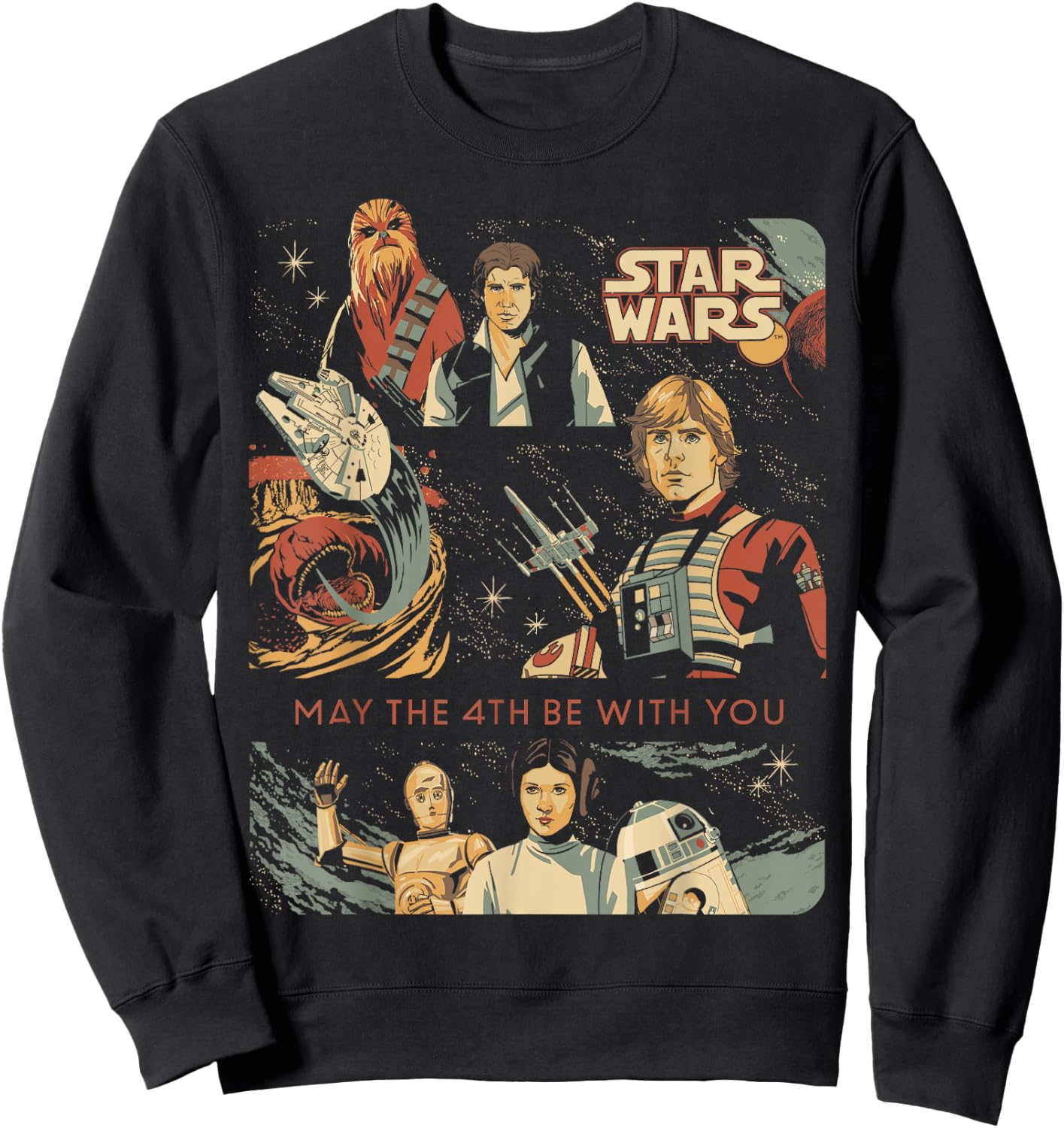 Star Wars May the 4th Be With You Classic Vintage Art Sweatshirt - Sweatshirt | Black