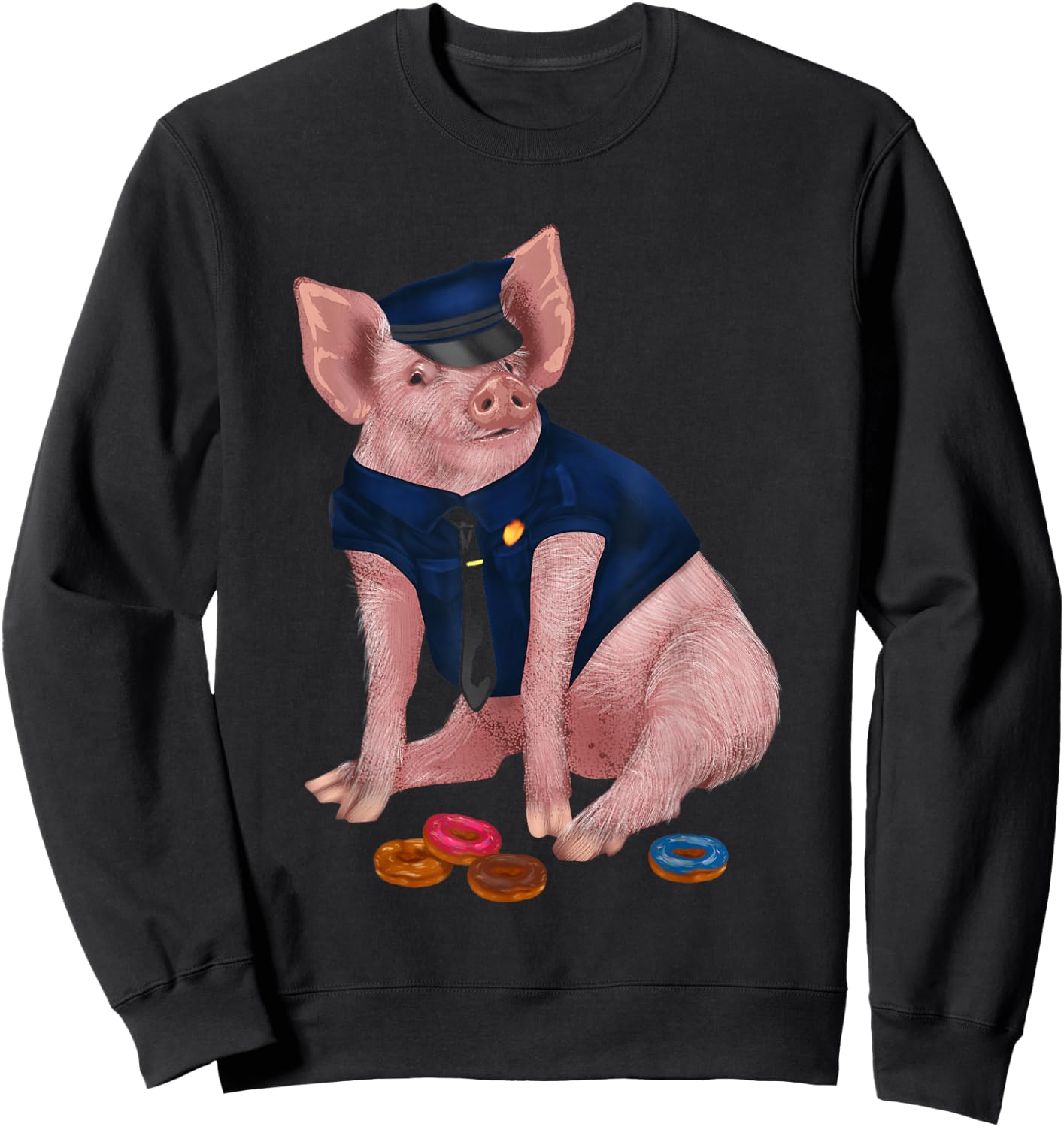 Humorous Police Doughnut Pig Cop For Policemen Sheriff Sweatshirt - Sweatshirt | Black