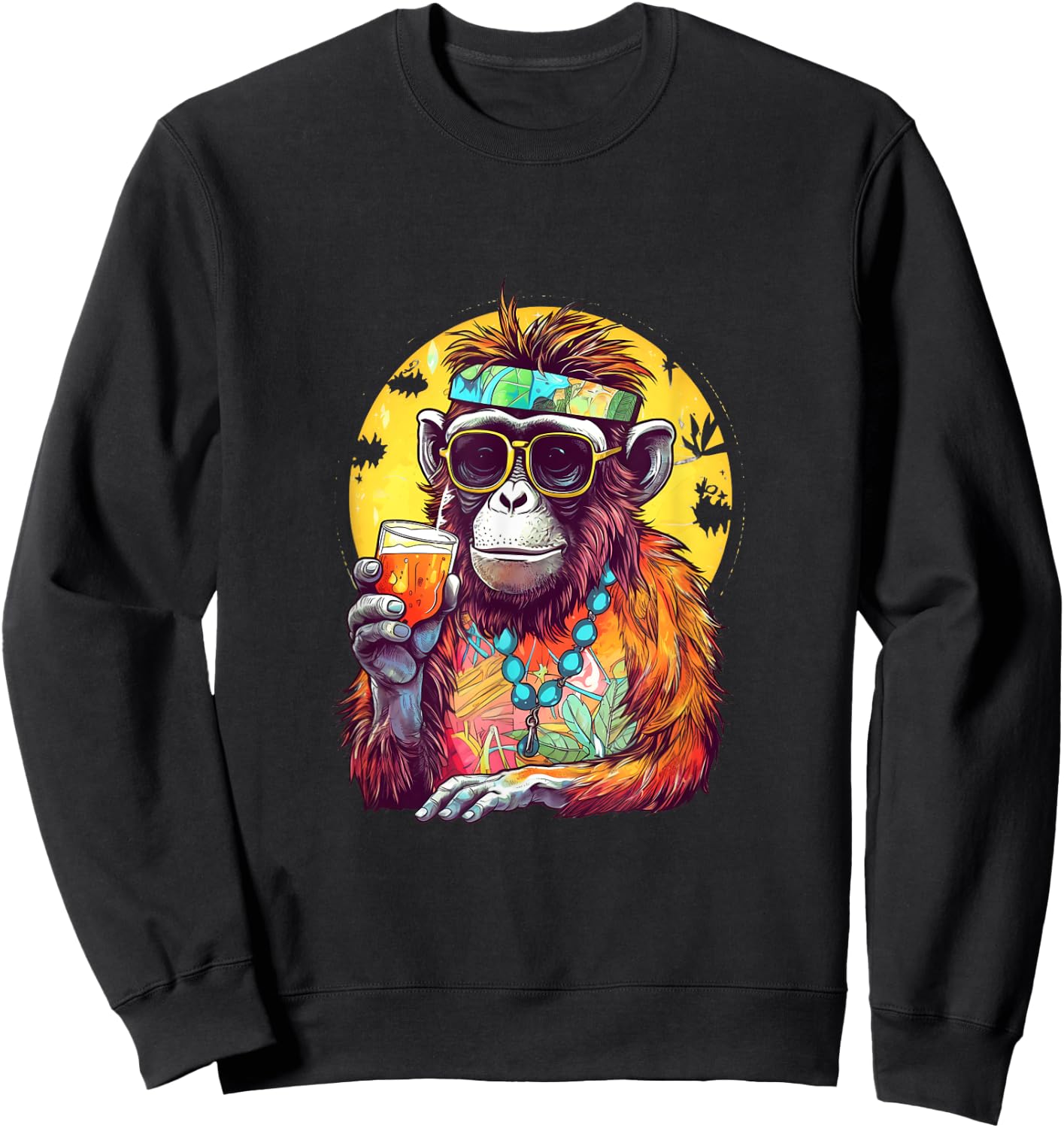 Monkey Drinking Beer Funny Beer Drinker Drunk Gorilla Ape Sweatshirt - Sweatshirt | Black