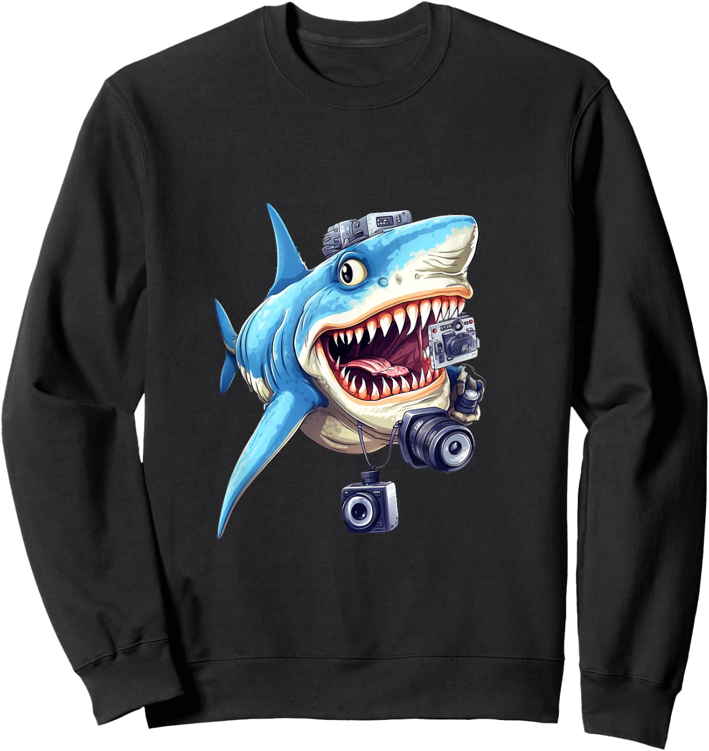 Shark Photographer Camera Photograph Photography Shark Lover Sweatshirt - Sweatshirt | Black