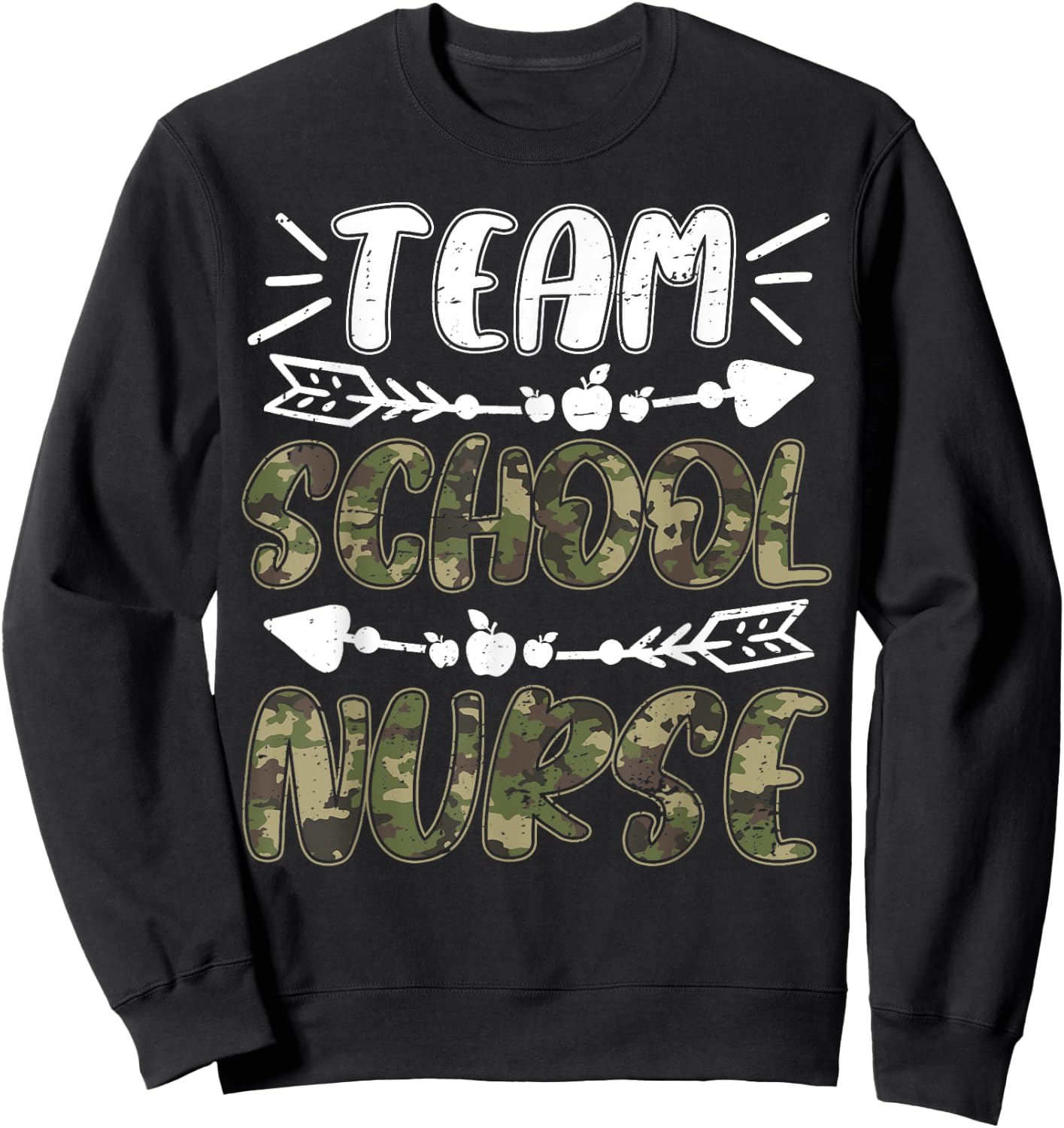Funny Team School Nurse Camo Teacher Student Back To School Women Sweatshirt - Sweatshirt | Black